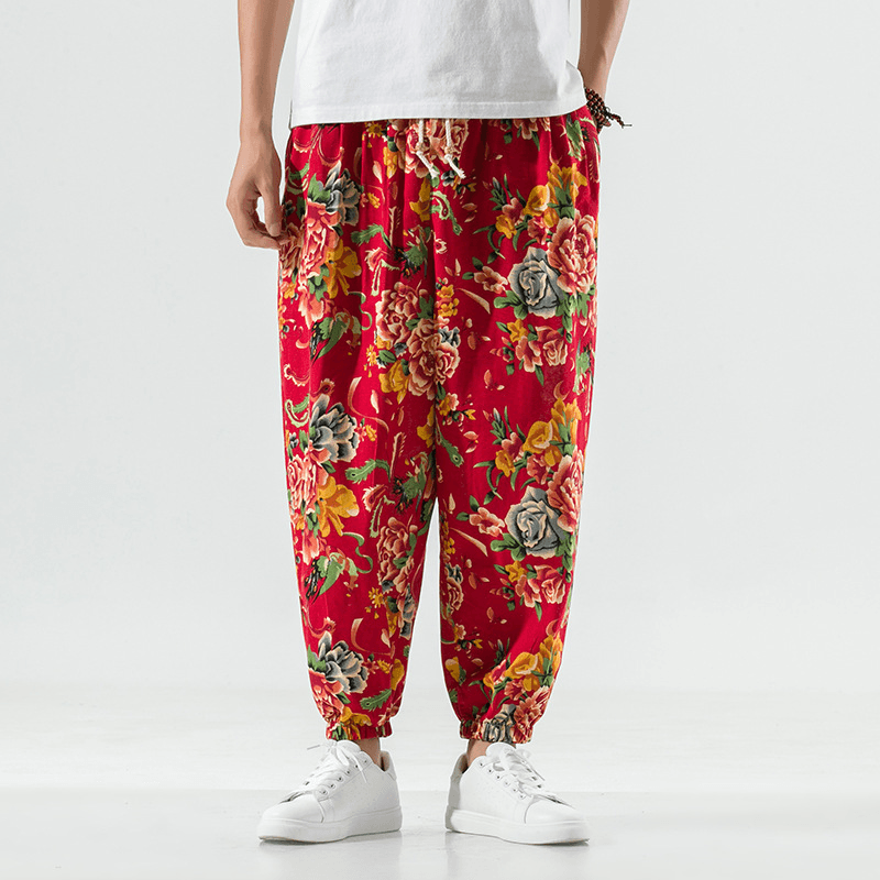 Breathable Cotton and Linen Casual plus Size Crotch Harem Pants Bloomers