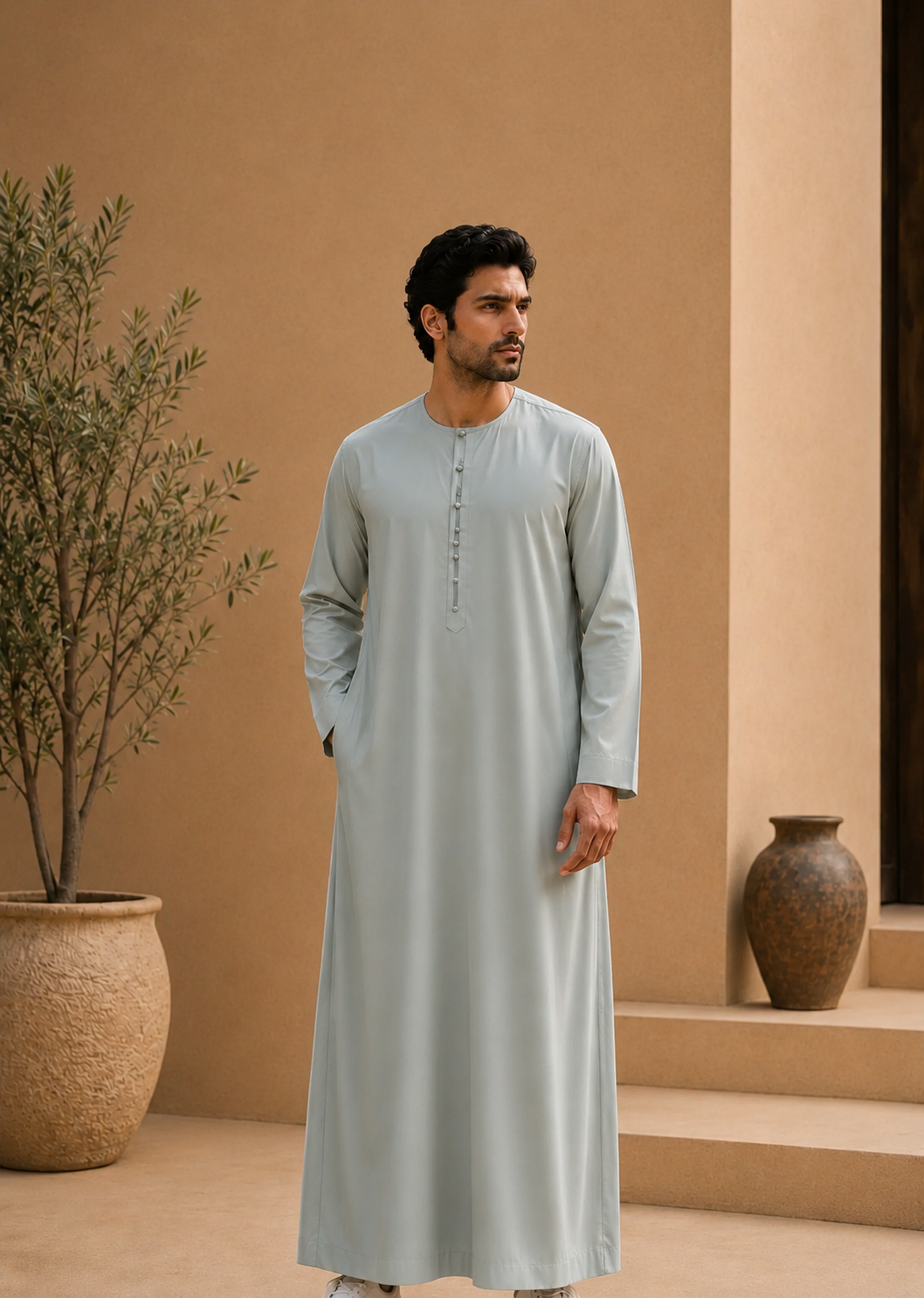 wash & wear Kurta in Pastel grey