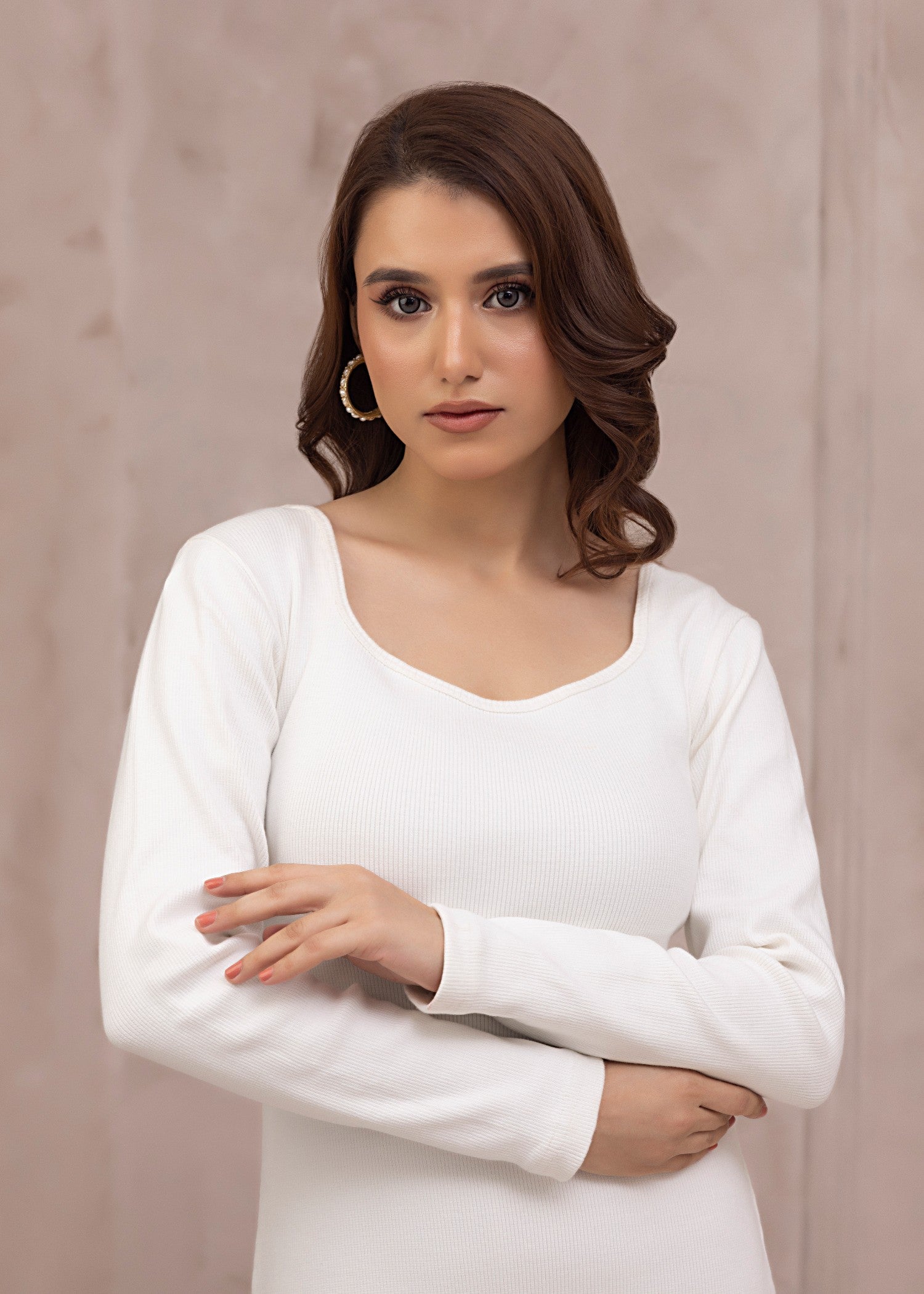 jersey knit Dress in Off-white