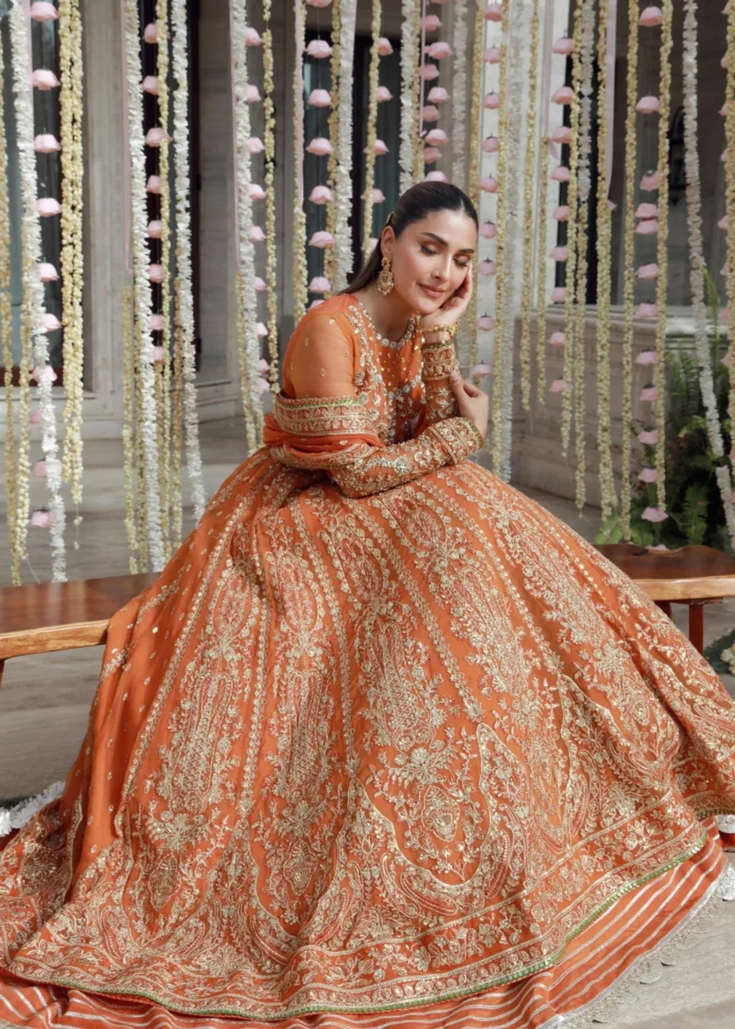 chiffon Maxi in Coral orange