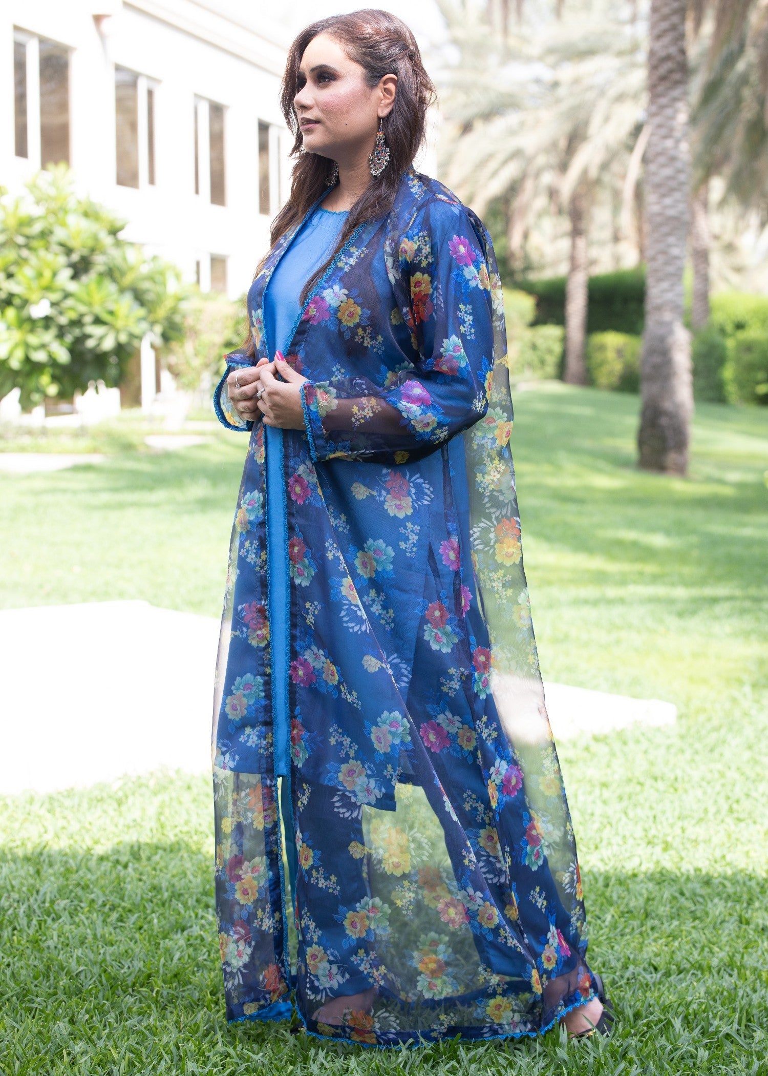 silk Gown in Cornflower blue
