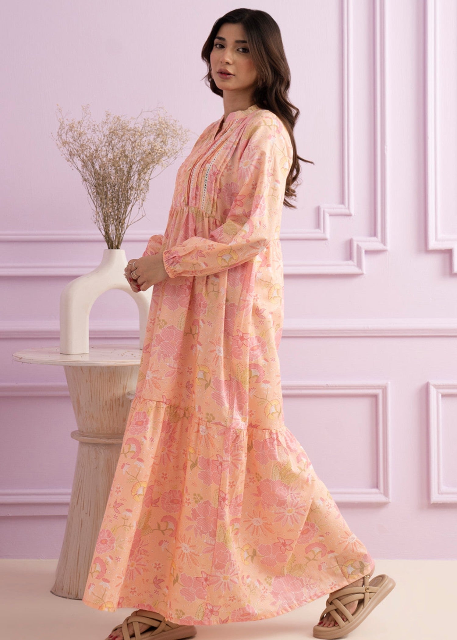 lawn Maxi in Peach pink