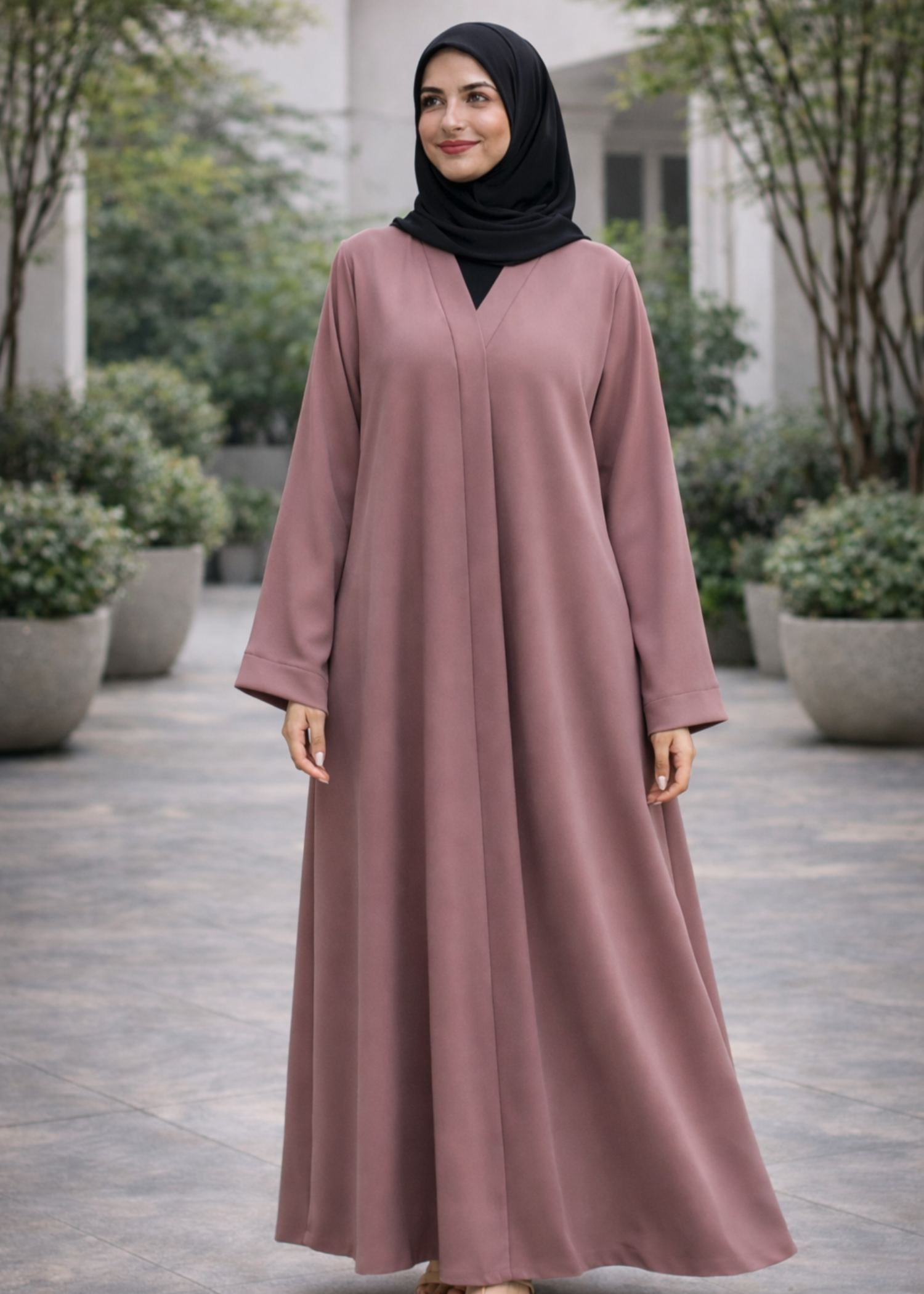 nidha Abaya in Taffy pink