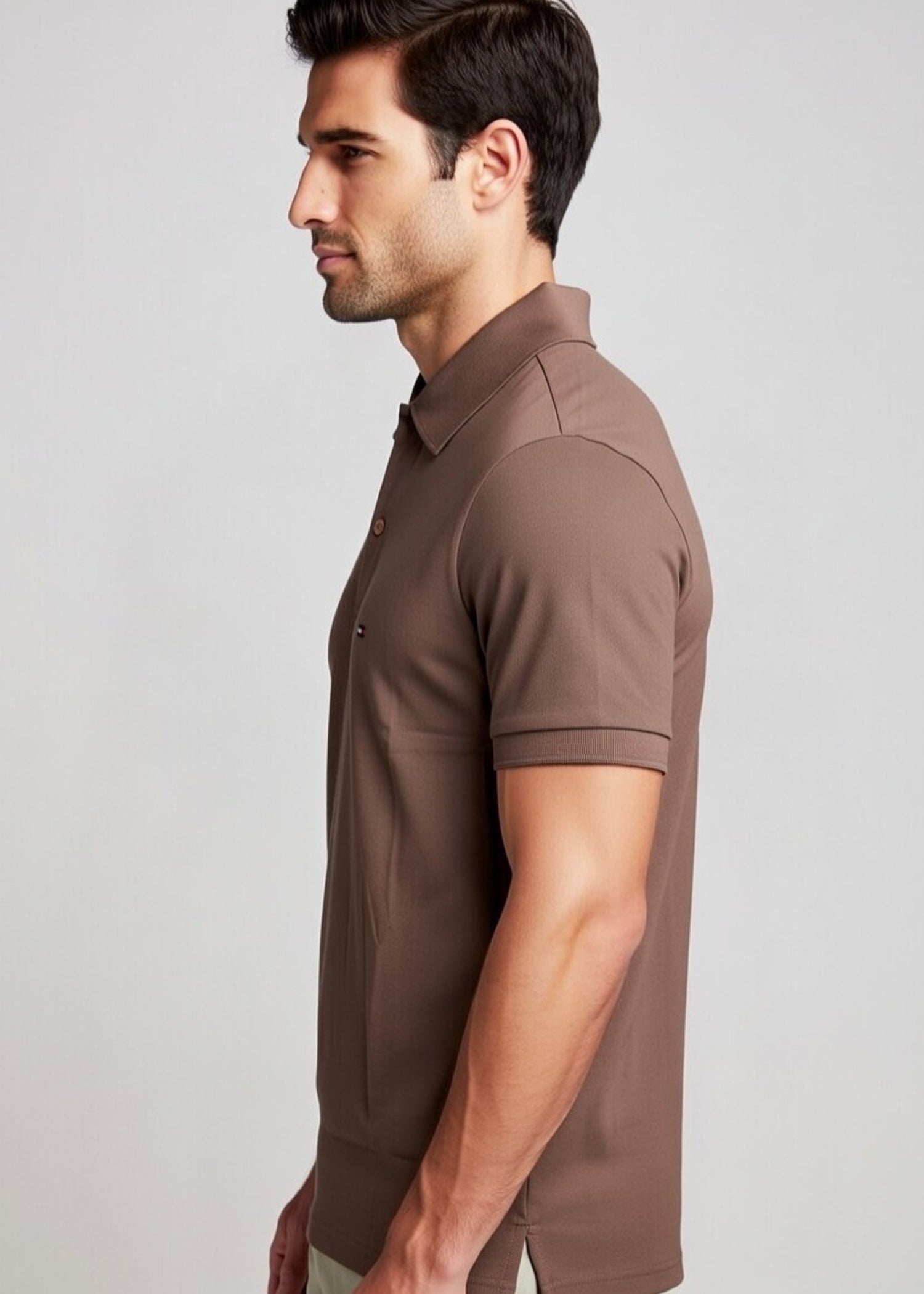polycotton Polo Shirt in Dark brown