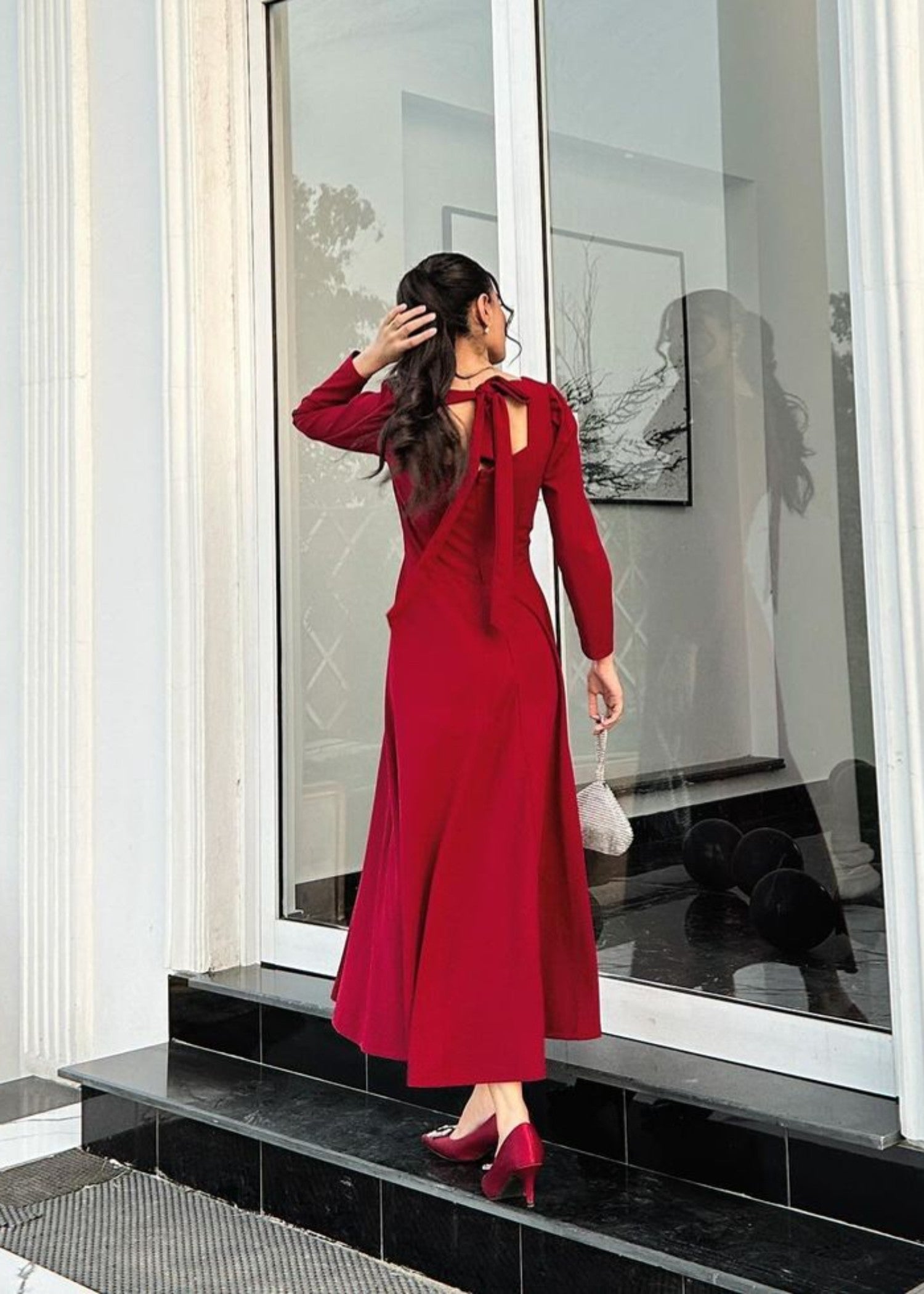 georgette Frock in Maroon