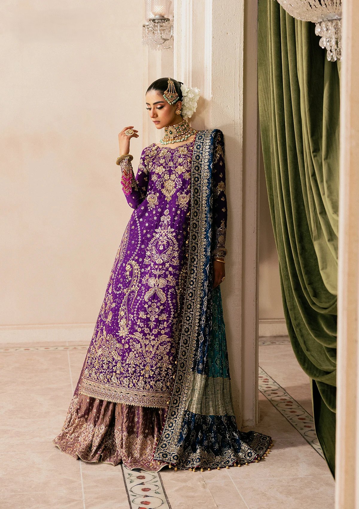 medium silk Gharara in Purple heart