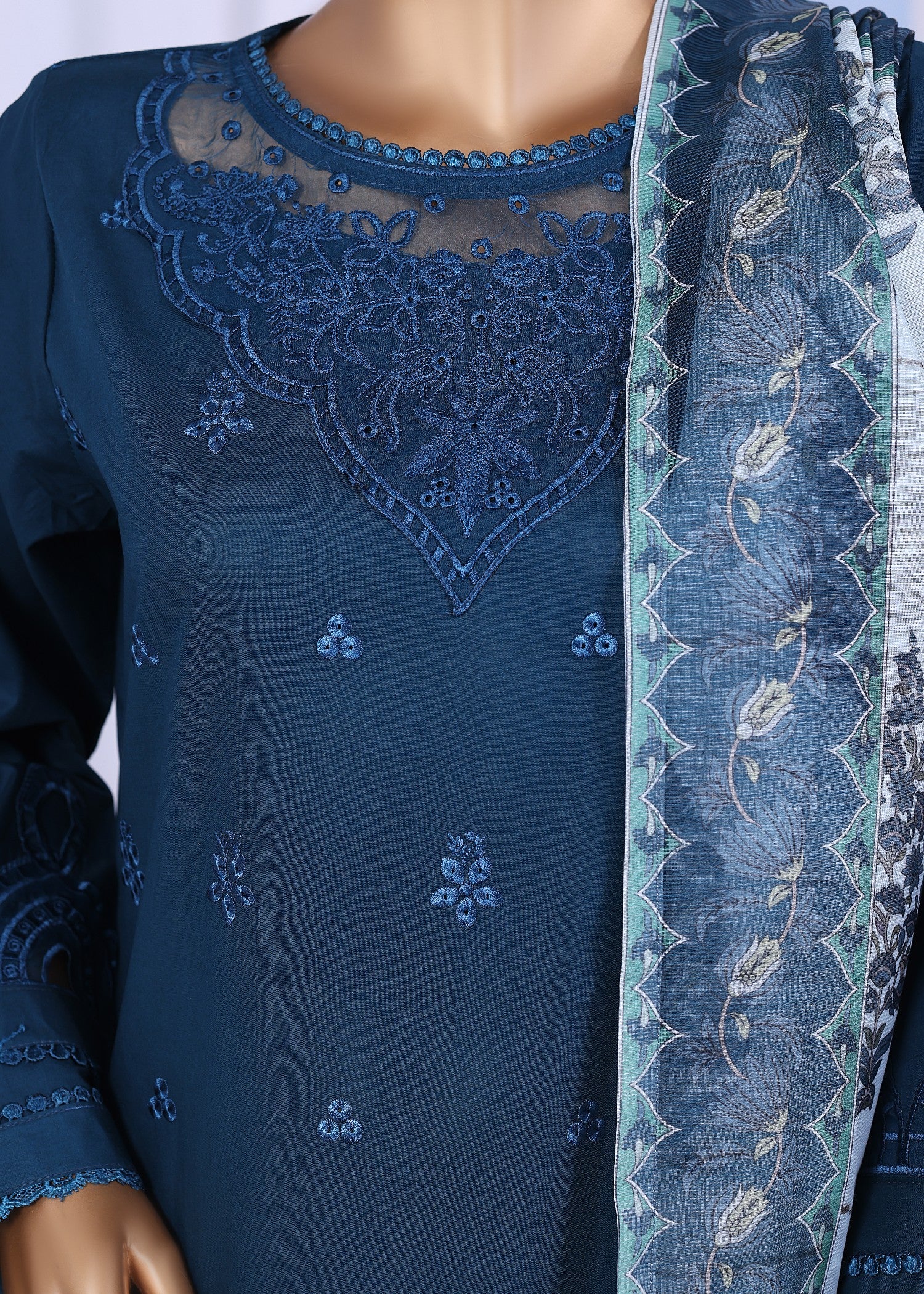 cotton Kurta Set in Yale blue