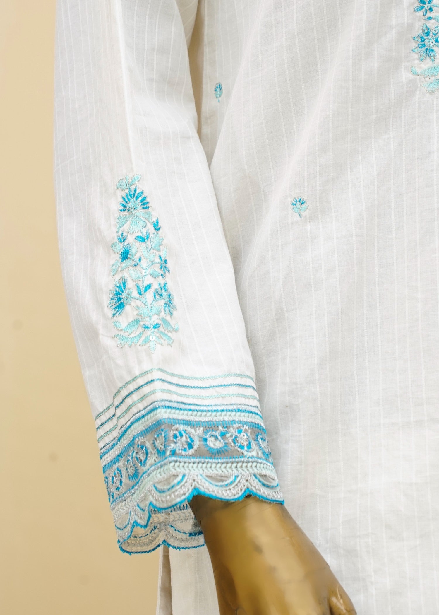cotton dobby Kurta Set in Off-white