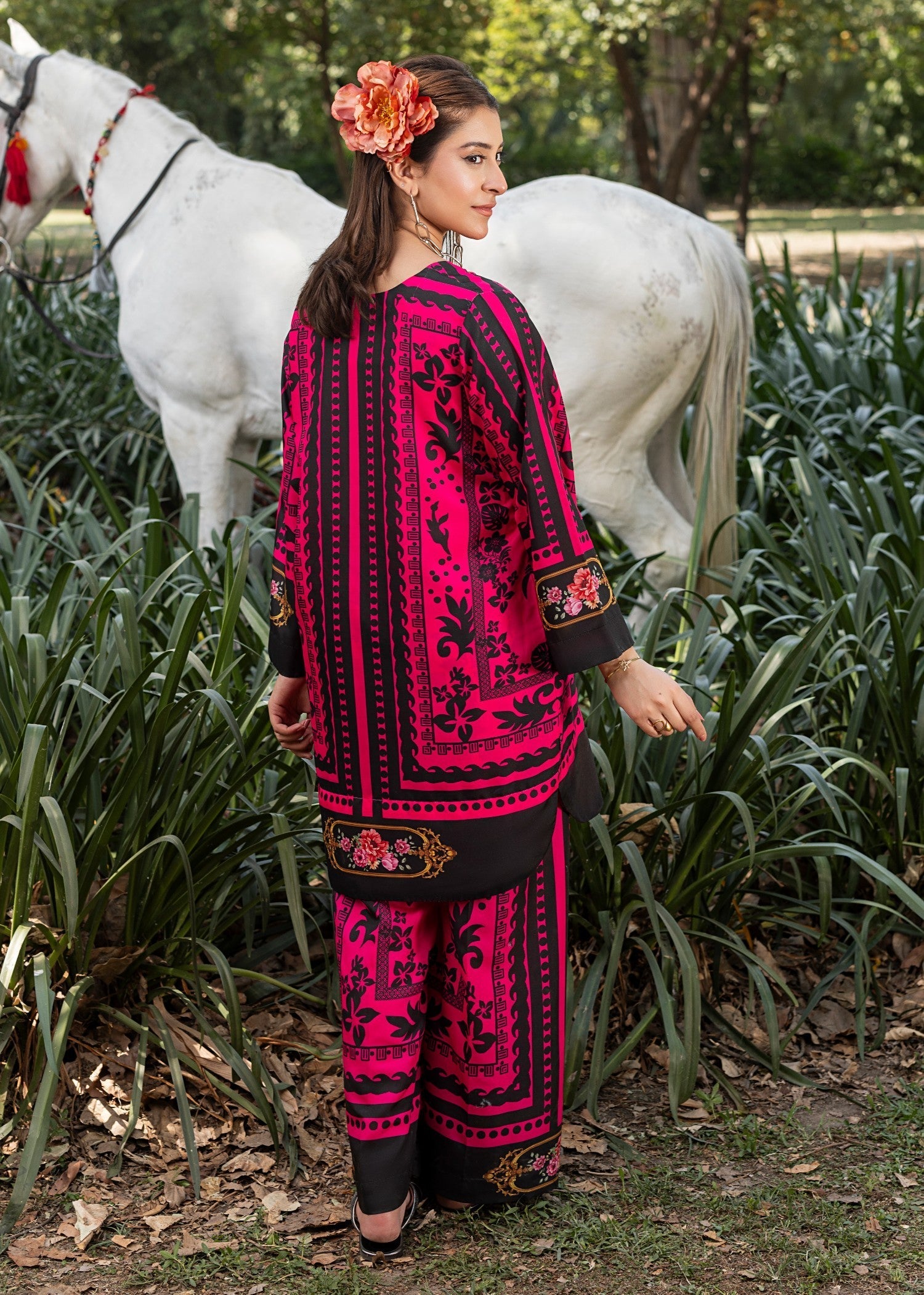 cotton silk Co Ord Sets in Shocking pink
