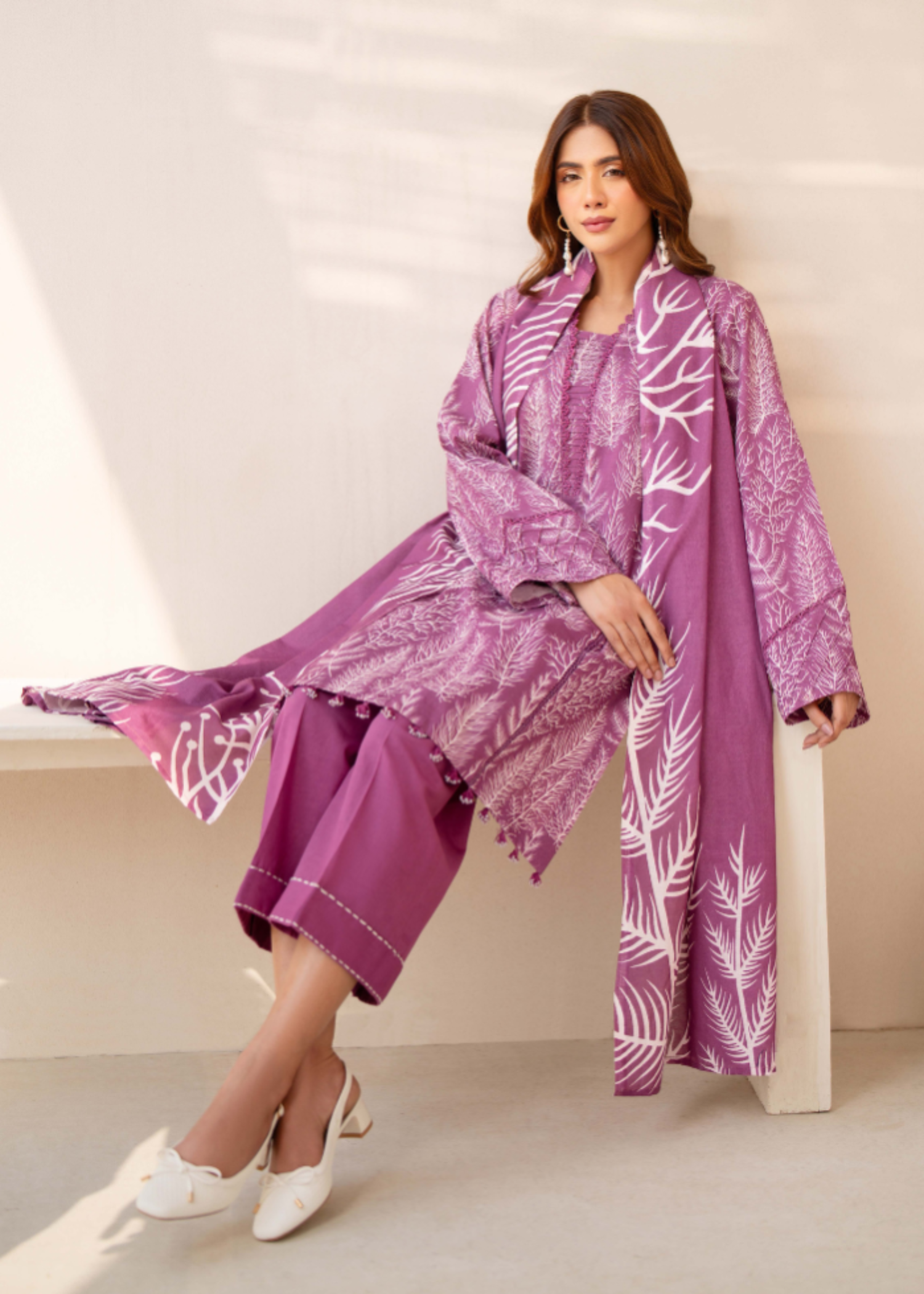 khaddar Unstitched in Magenta haze