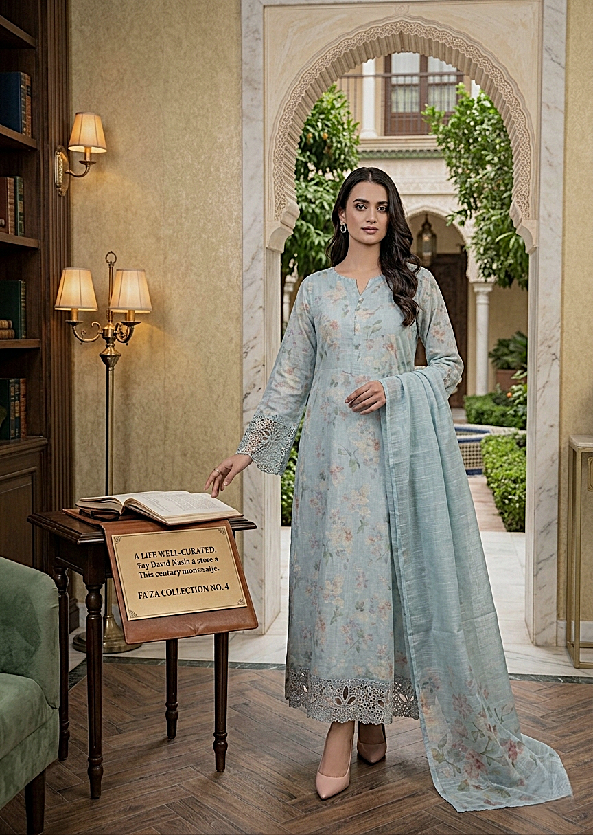 arabic lawn Maxi in Aquamarine