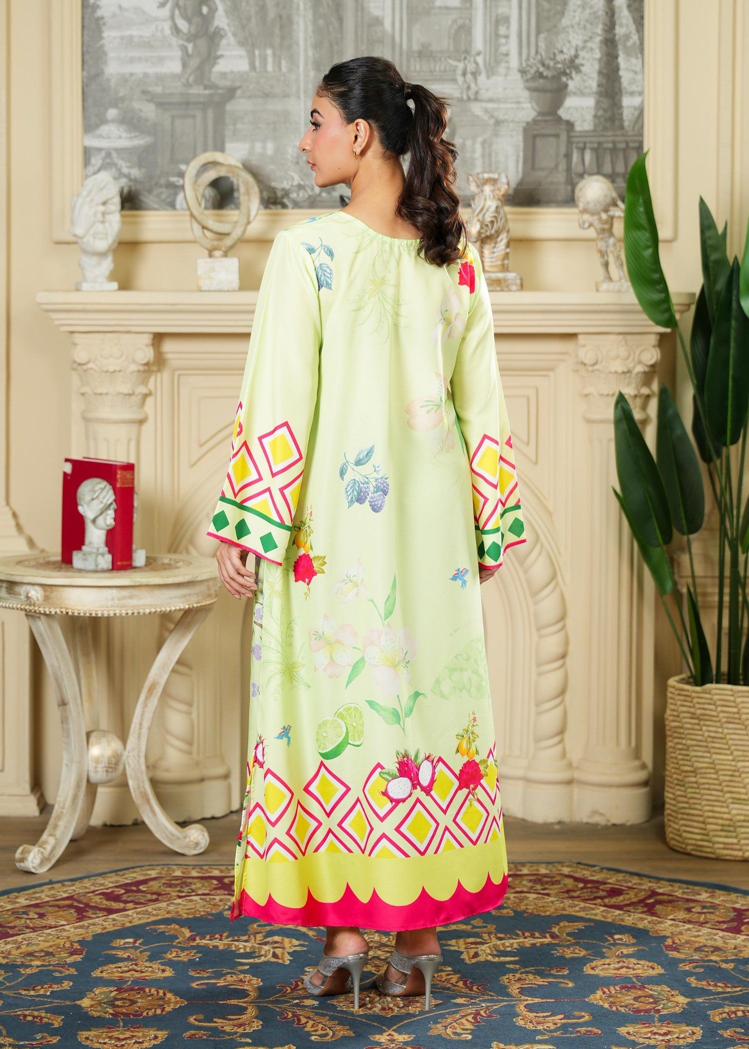 poly lawn Kurti in Mint green