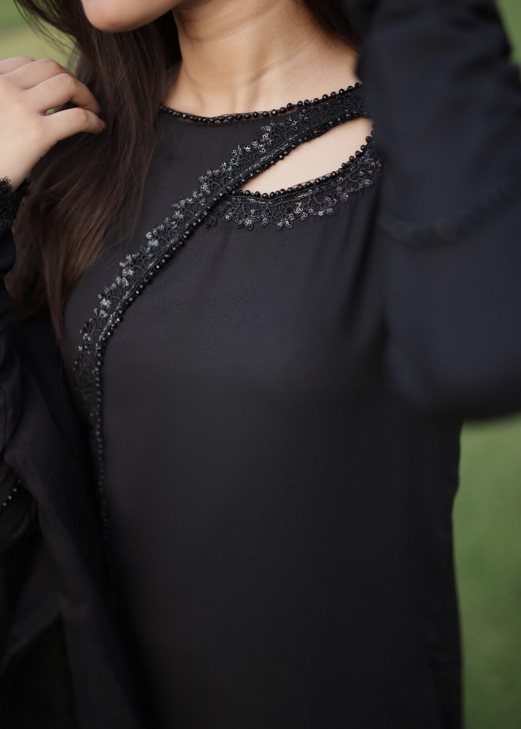 georgette Kurta Set in Jet black
