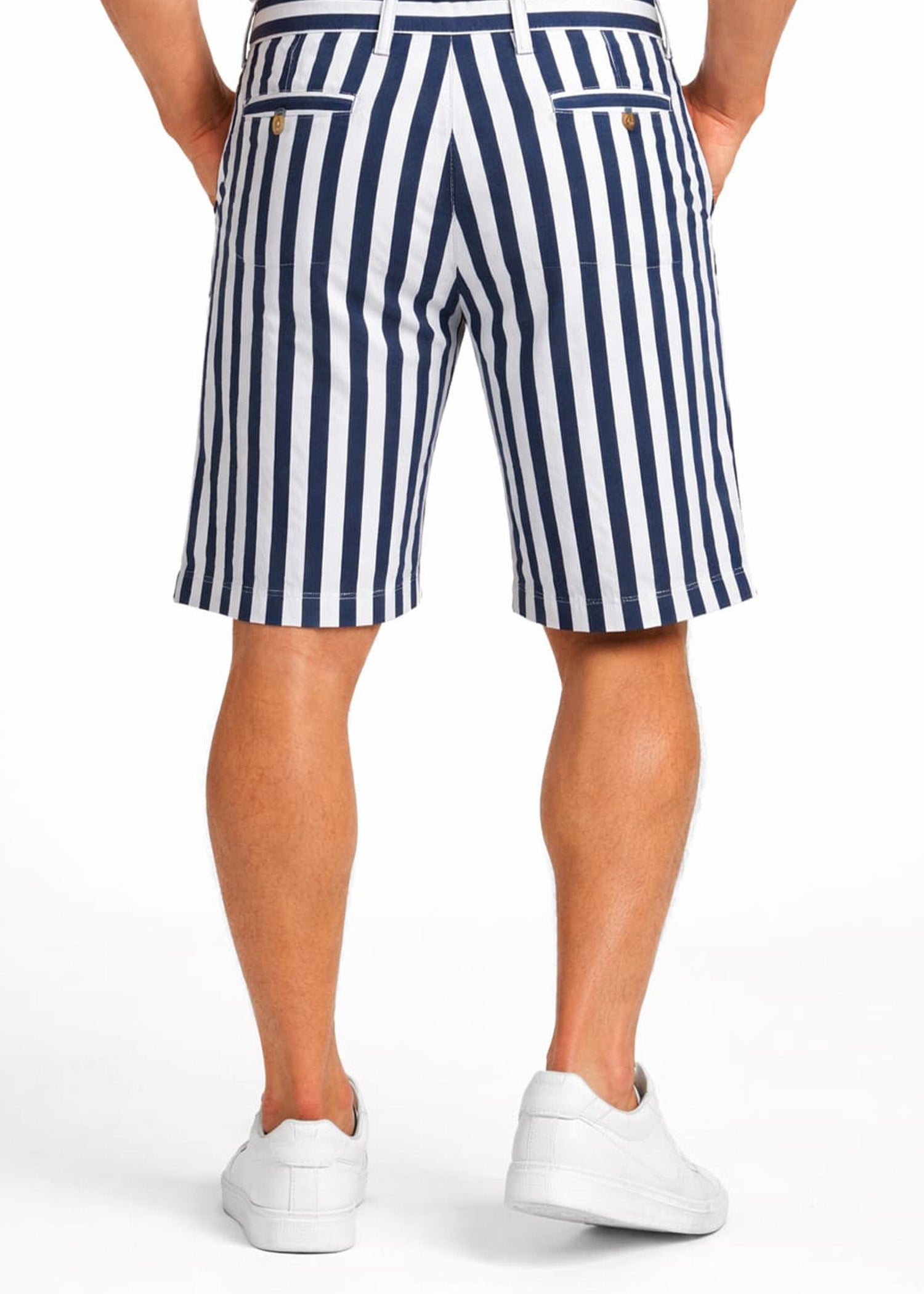 cotton Shorts in Navy blue, white
