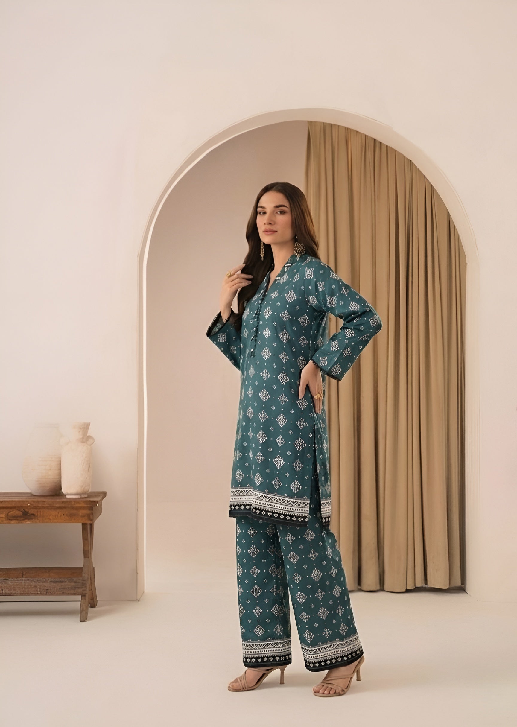 cotton Co Ord Sets in Pine green