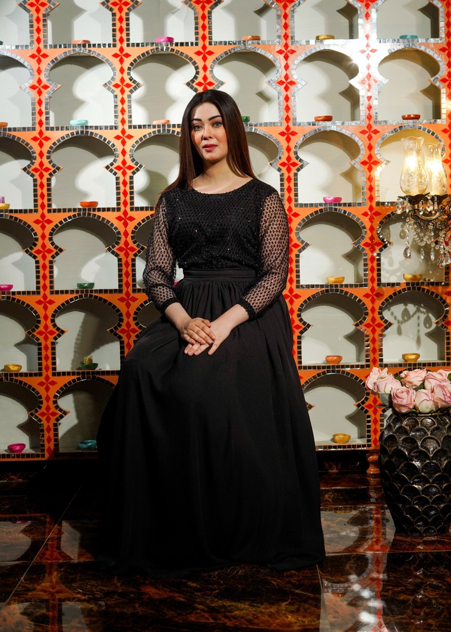 georgette Maxi in Black
