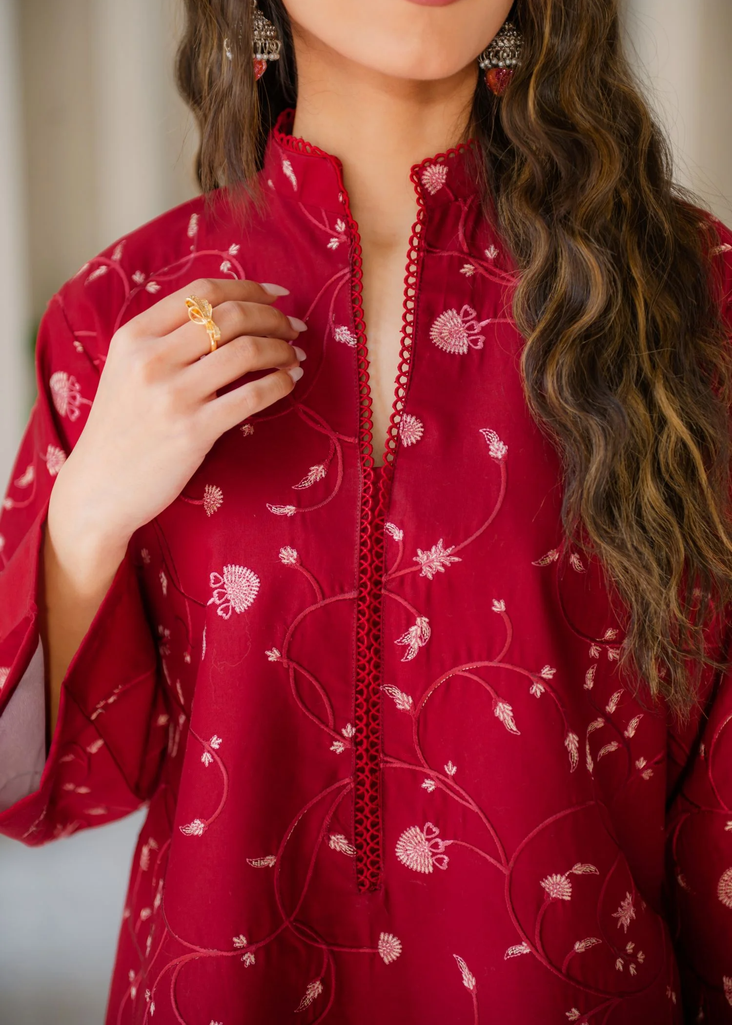 pure cotton Kurta Set in Spicy red