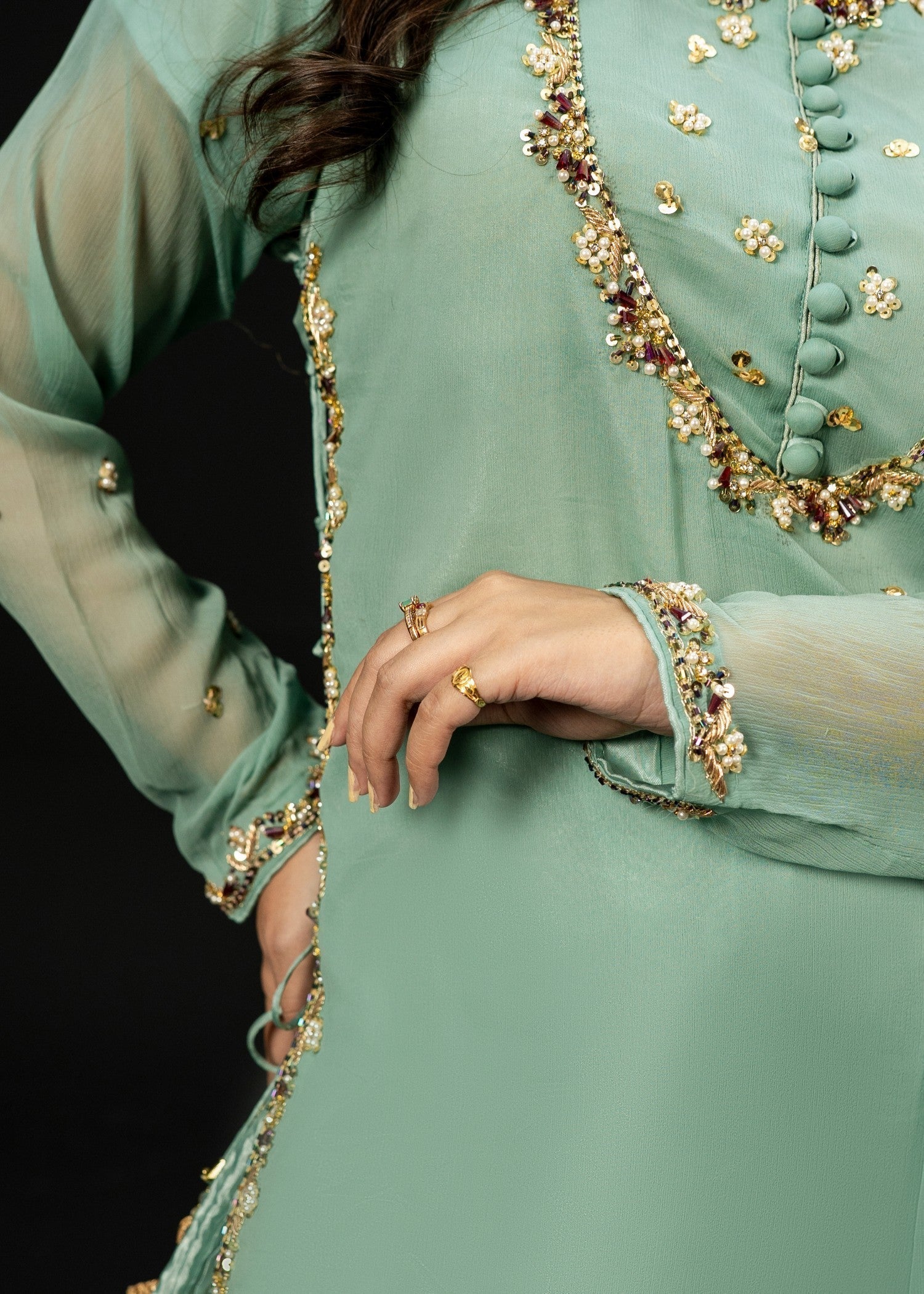 chiffon Sharara in Pastel green