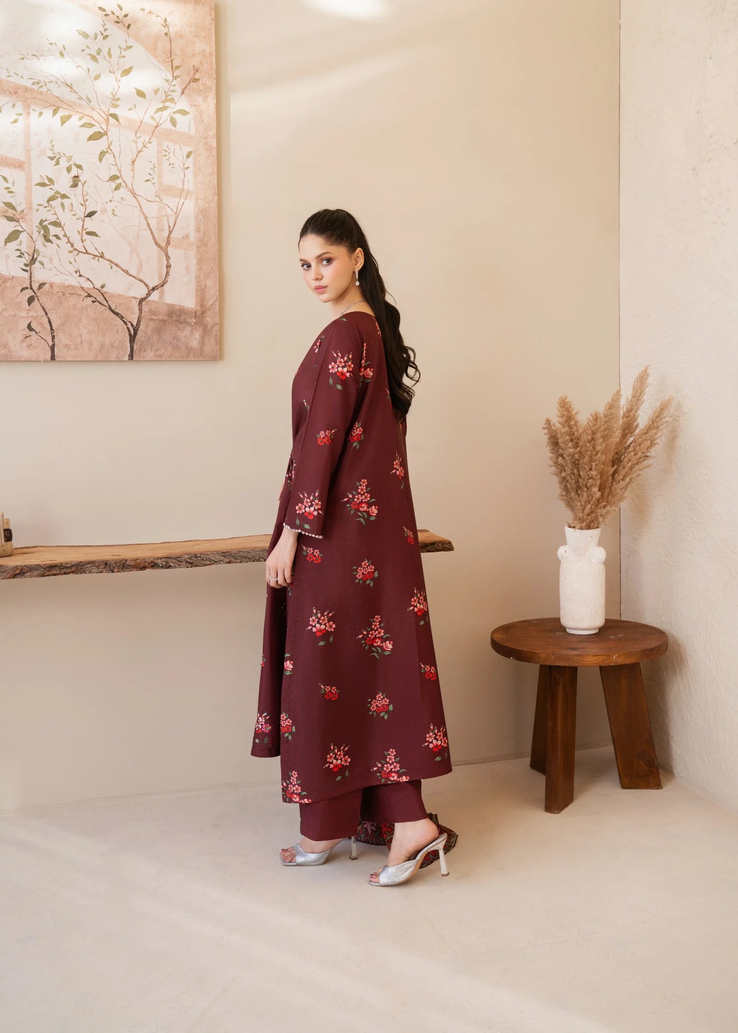 silk grip Kurta Set in Maroon