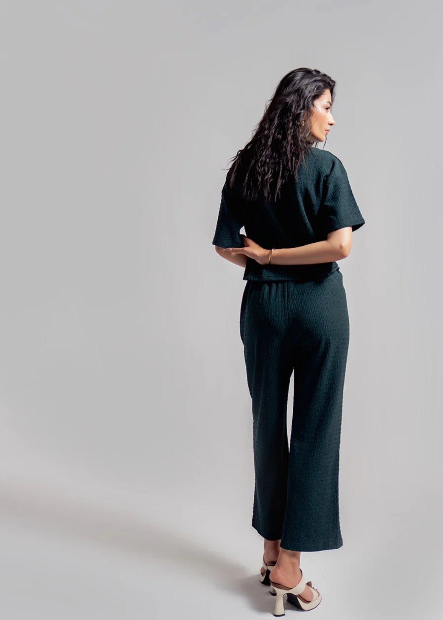 seersucker Top in Sea green