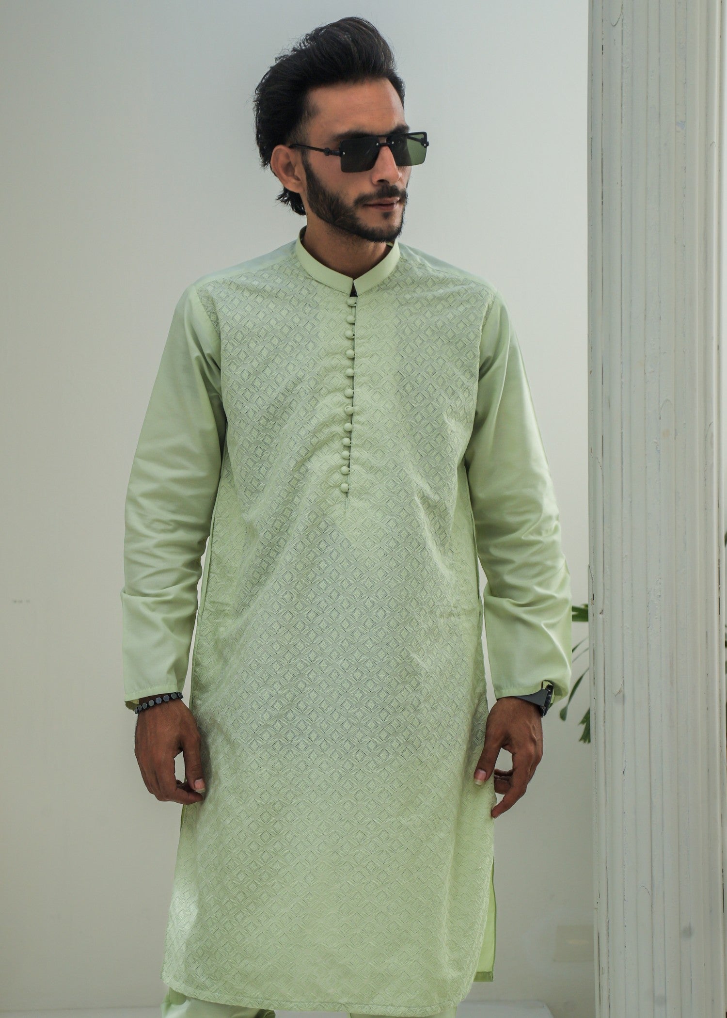 wash & wear Kurta Set in Pistachio green - view 8