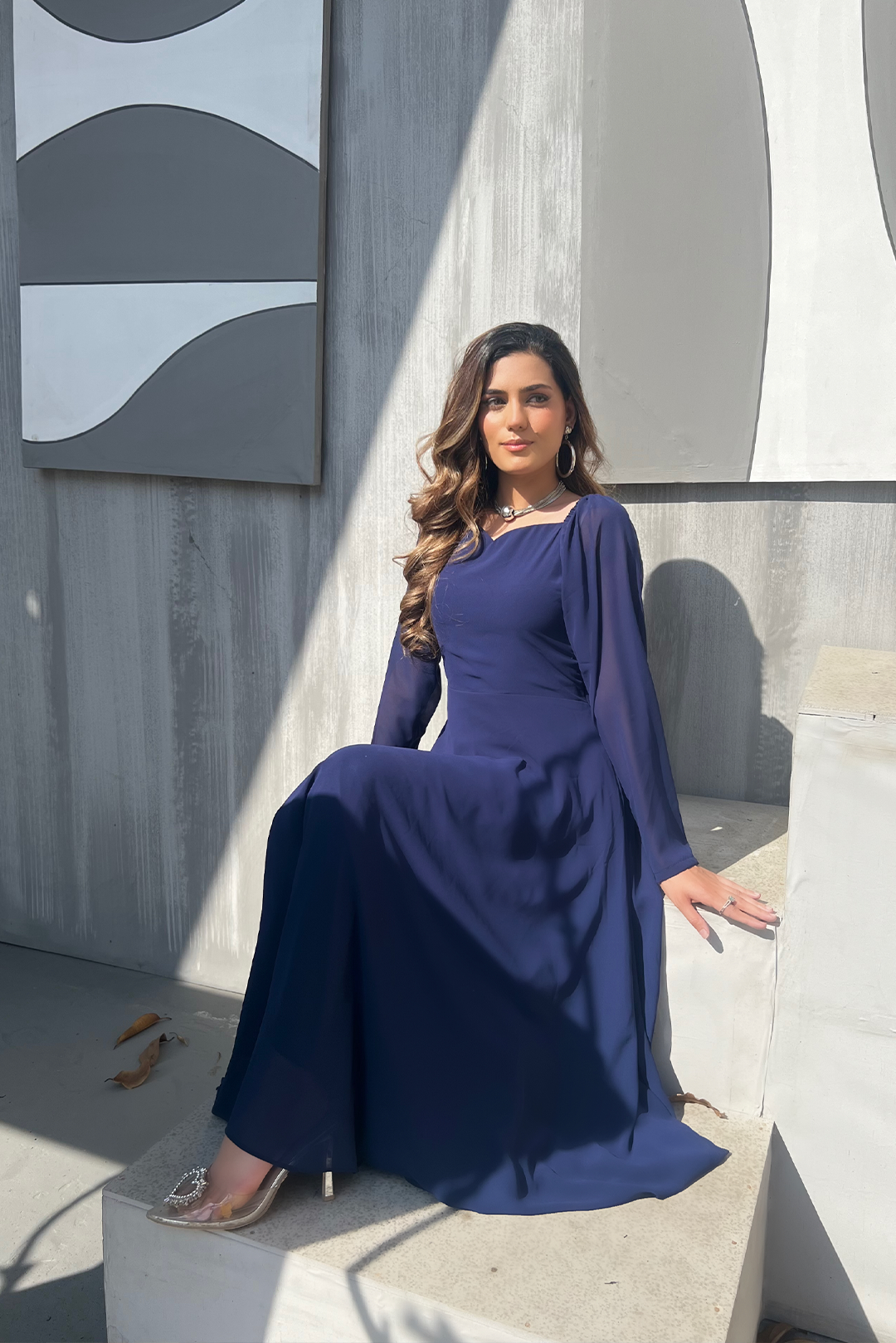 chiffon Dress in Blue