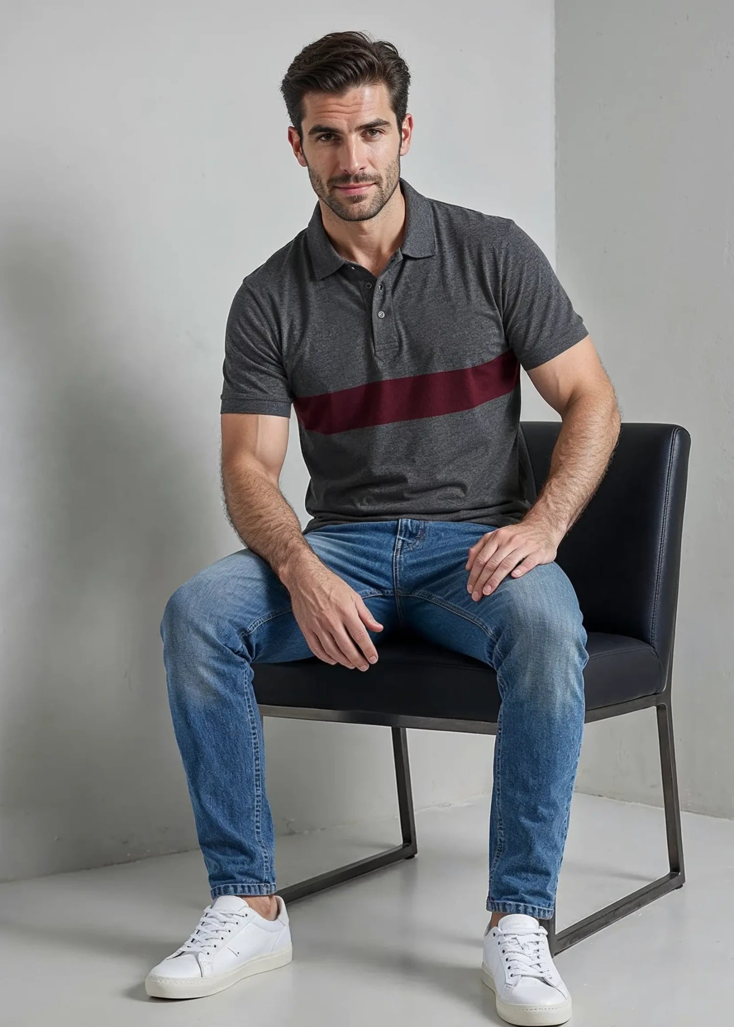 polycotton Polo Shirt in Charcoal