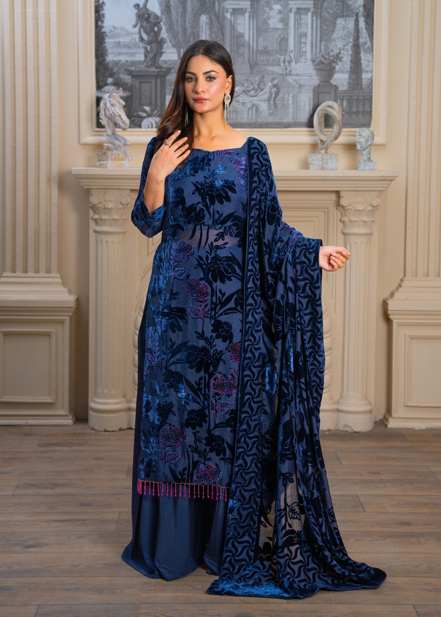 velvet Unstitched in Yale blue
