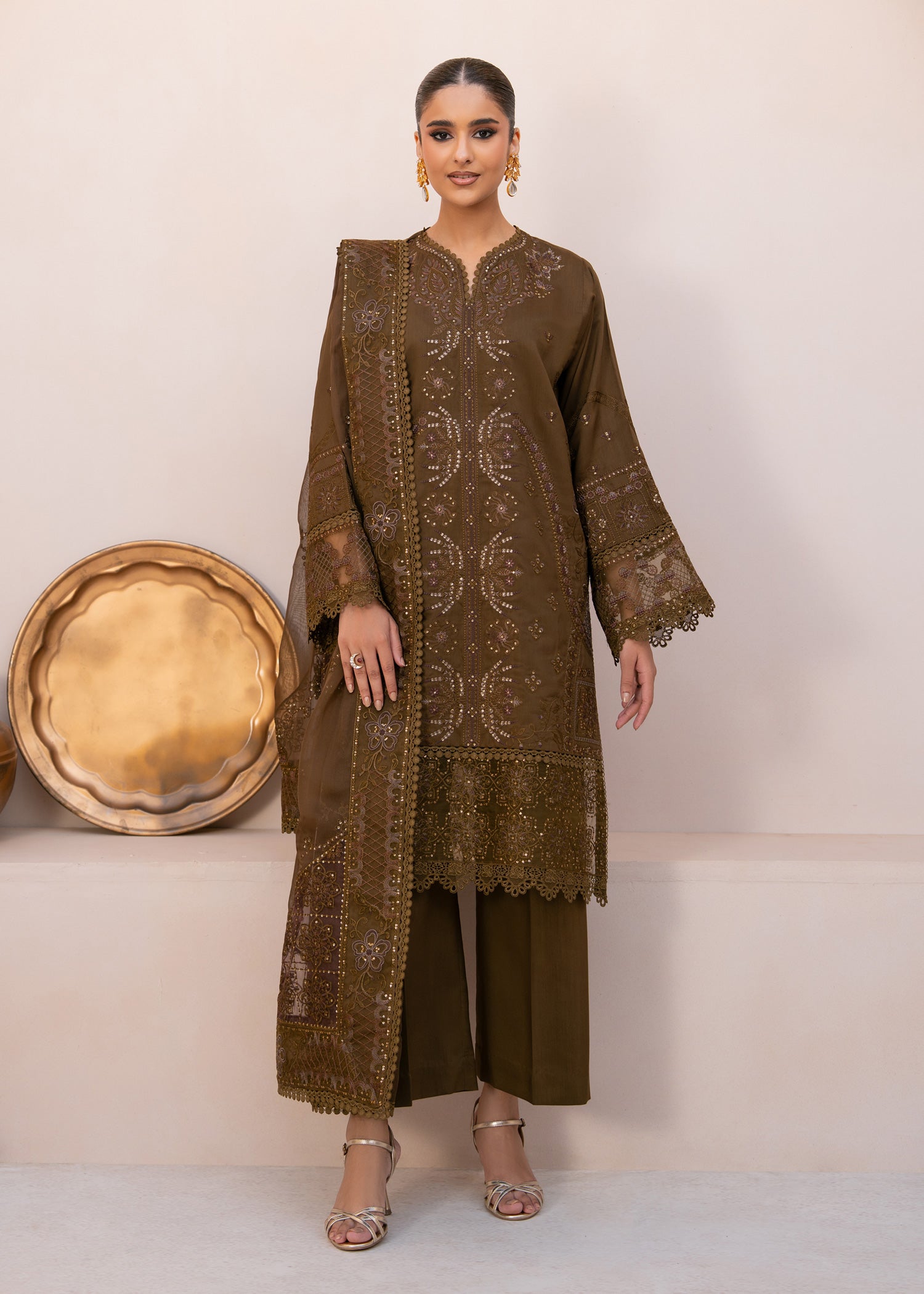 viscose Unstitched in Coffee brown