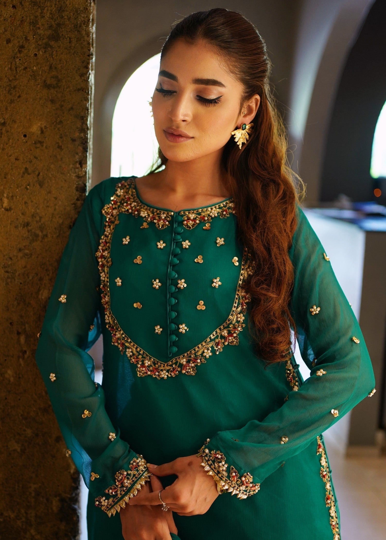 chiffon Sharara in Teal