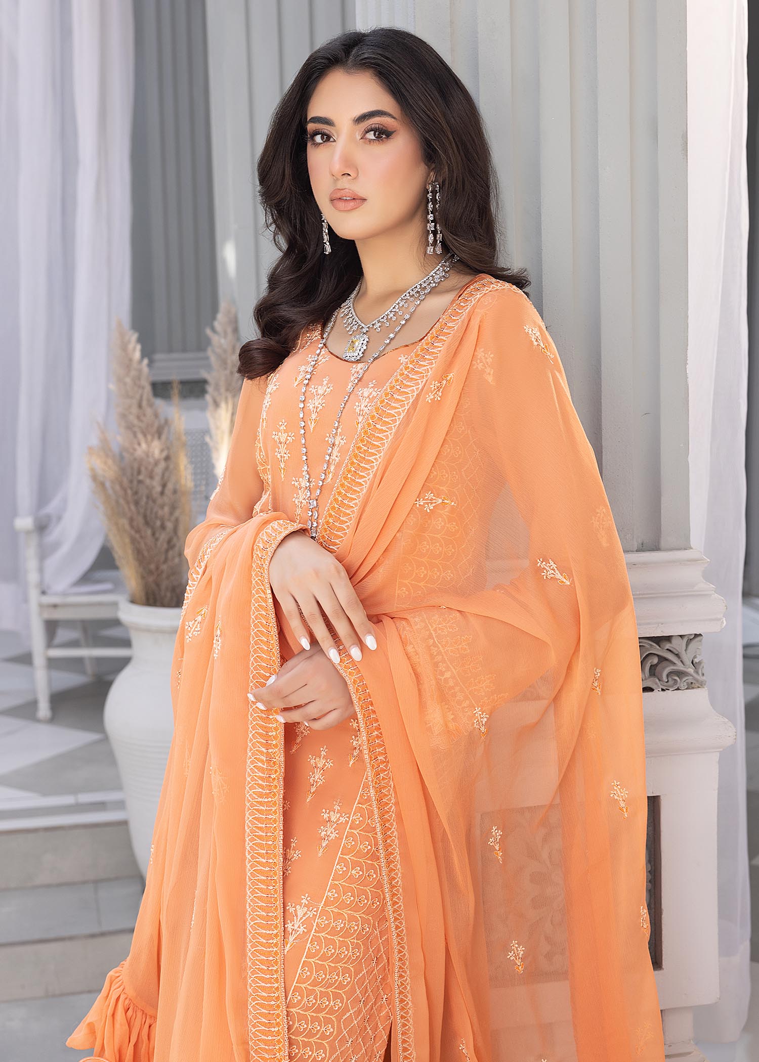 chiffon Unstitched in Orange
