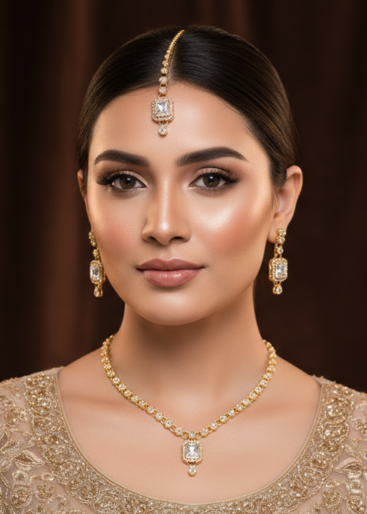 Jewelry Set in Champagne, ghost white Color by - Trendy Women Jewelry Set QVR1881