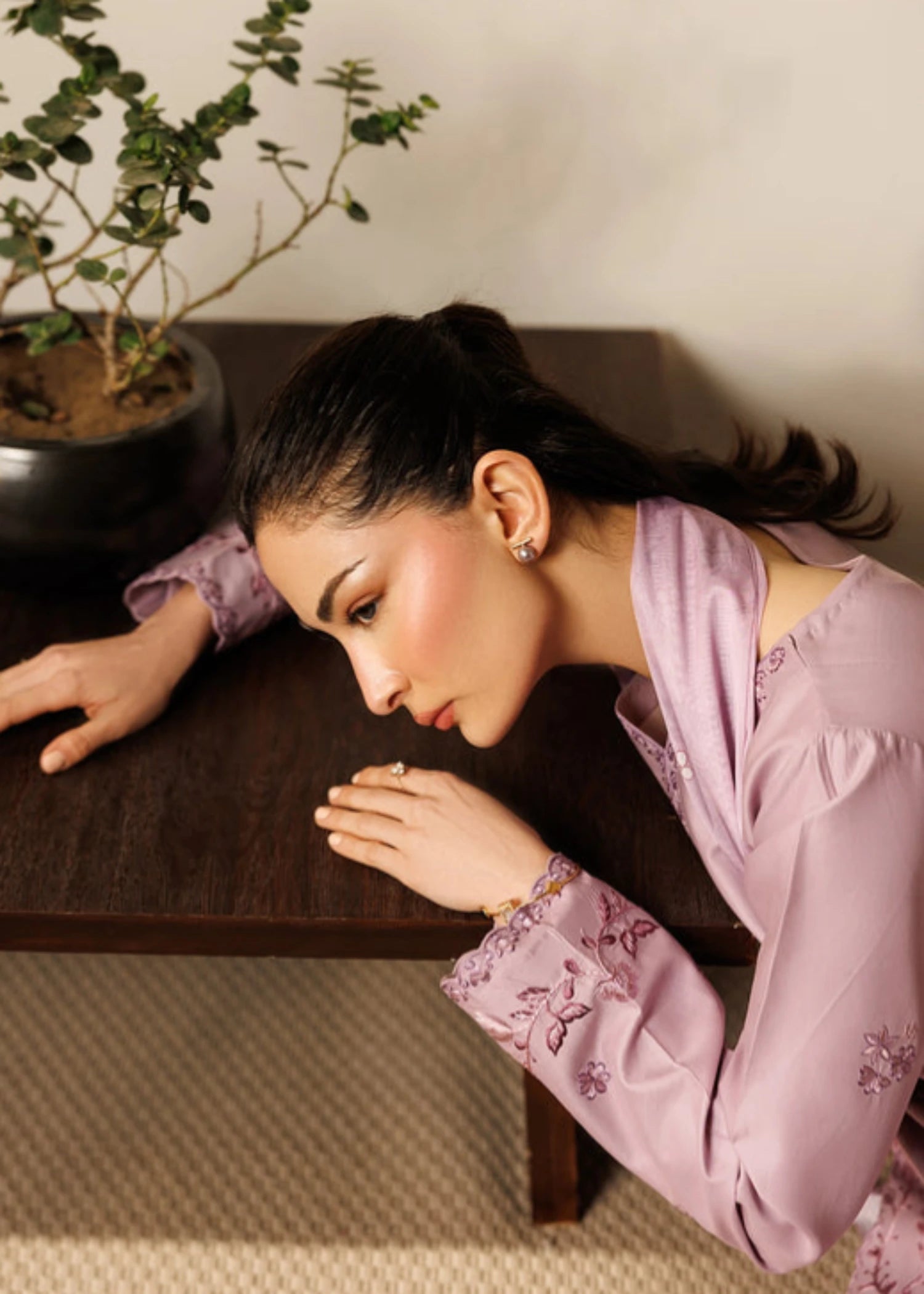 cotton Kurta Set in Mauve