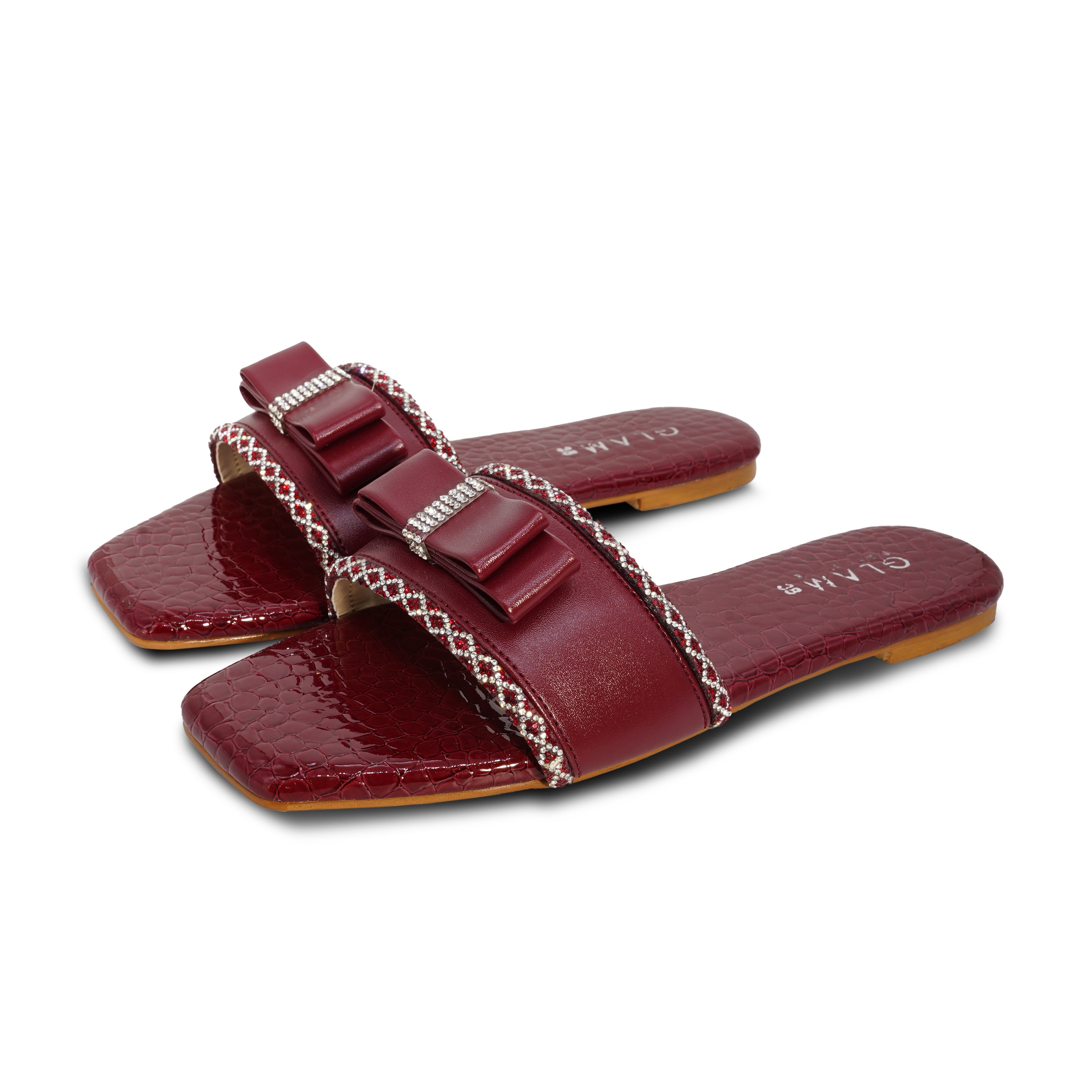 Slides in Maroon by - High Quality Women Slides IDW1955