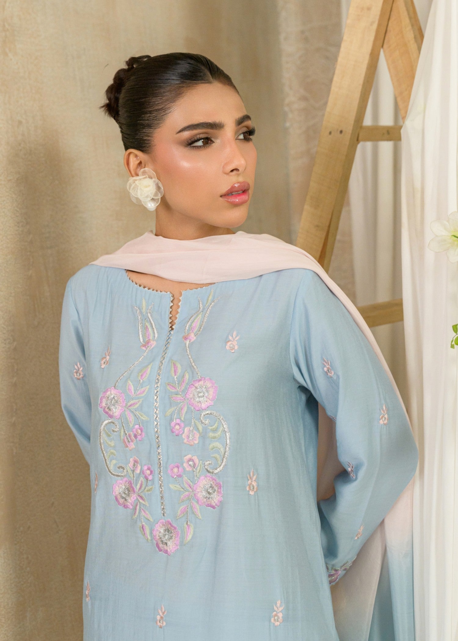 viscose modal Kurta Set in Powder blue