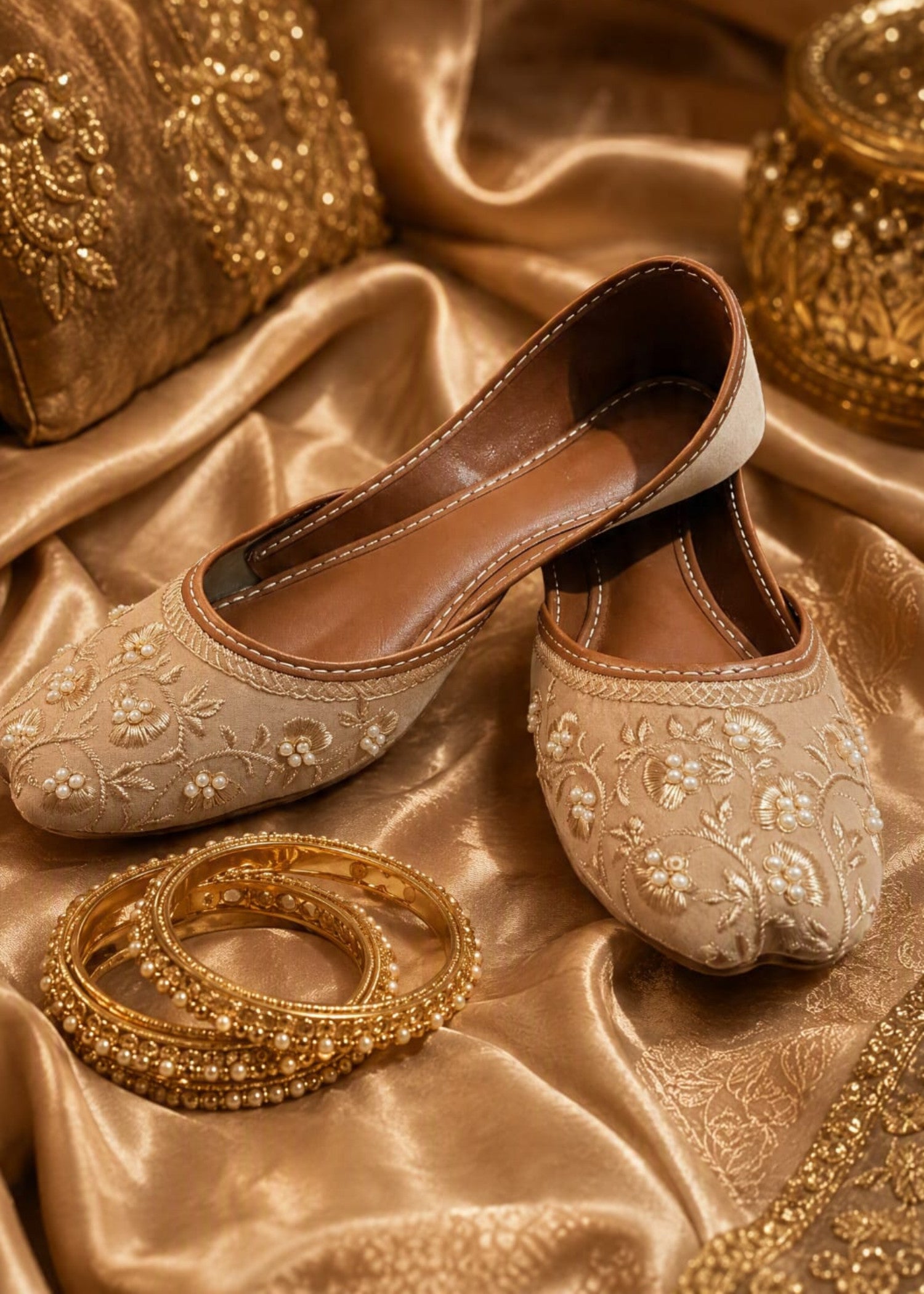 Khussa in Beige by - High Quality Women Khussa RKX7832