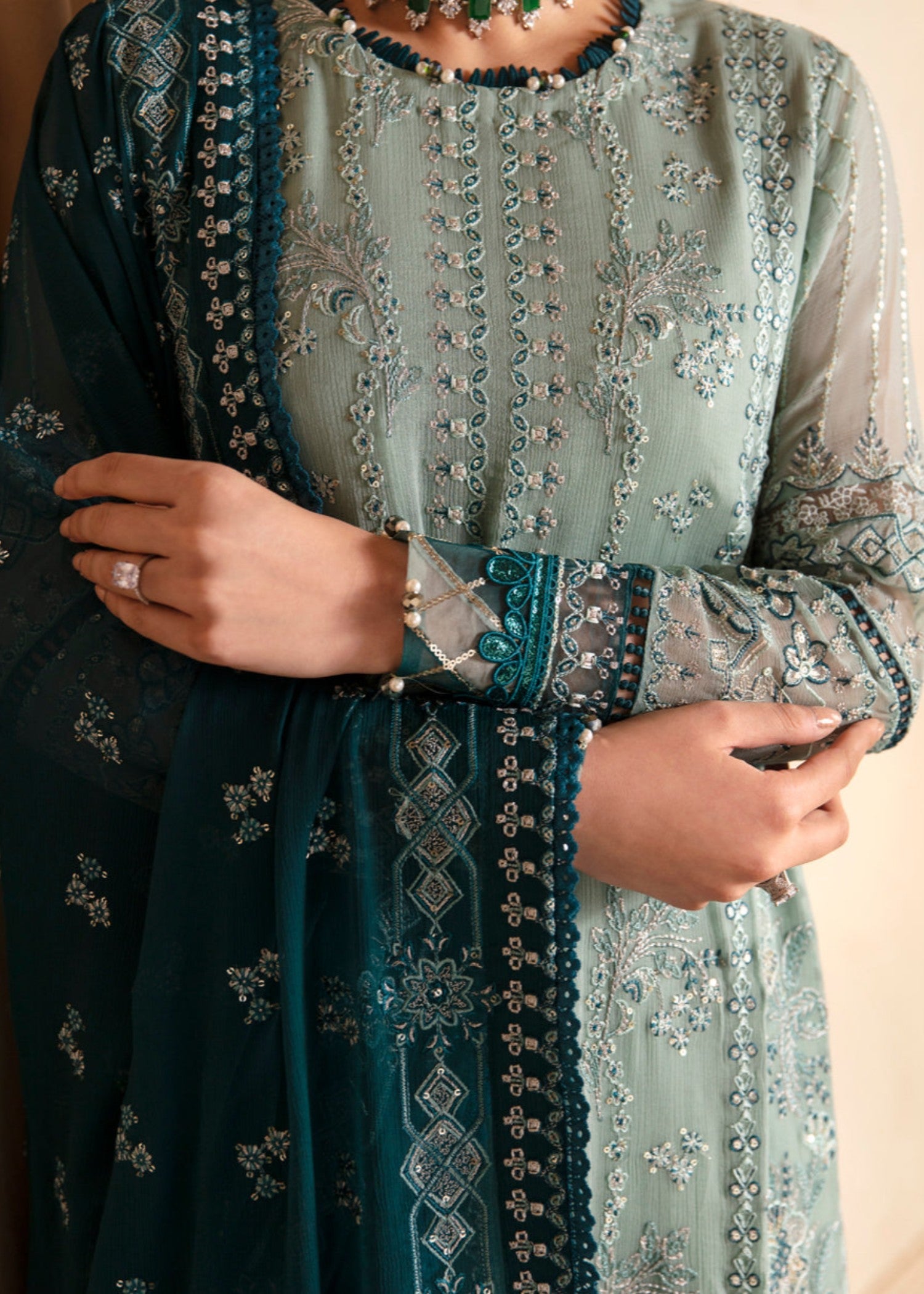 chiffon Unstitched in Green