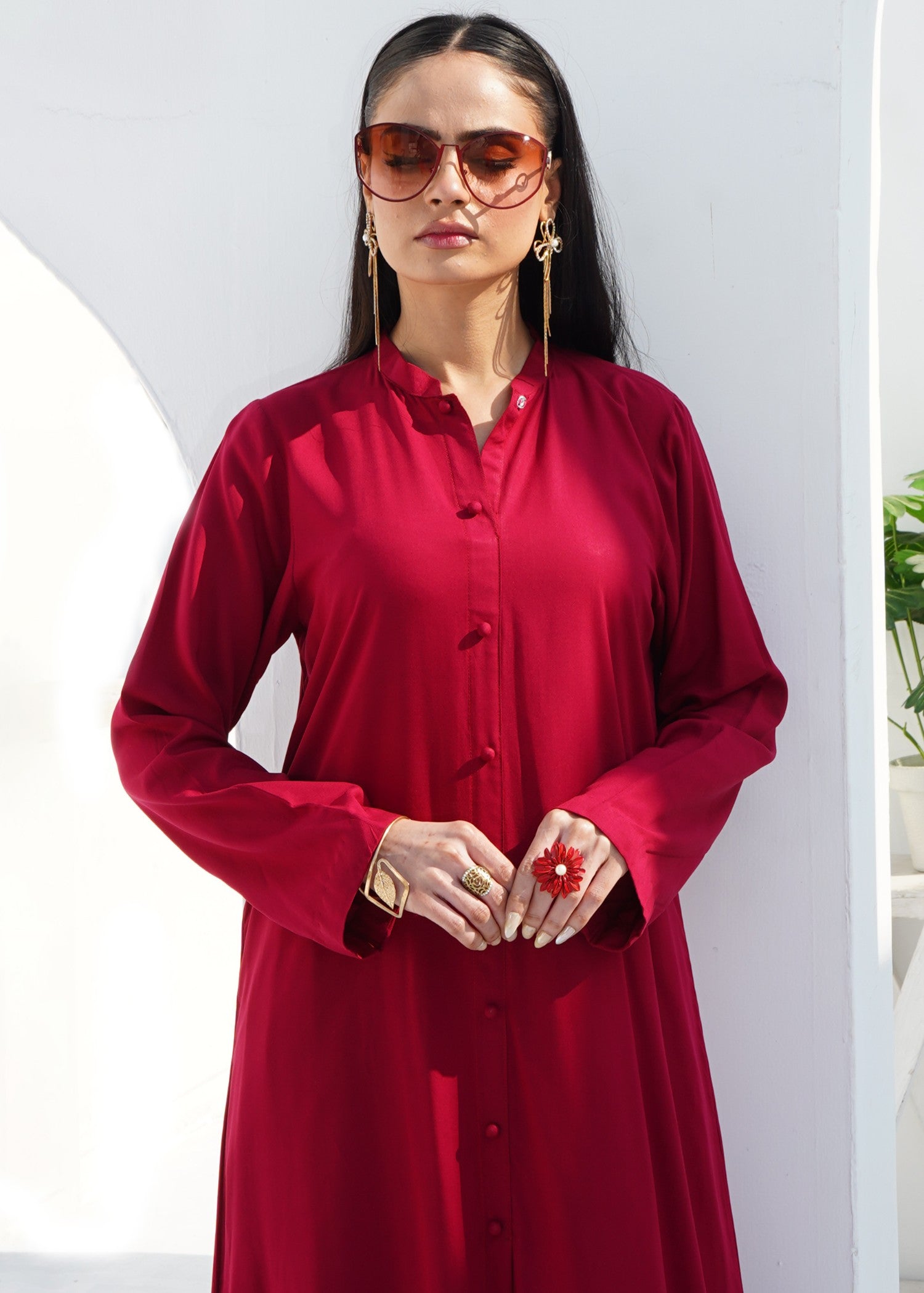 silk georgette Co Ord Sets in Maroon