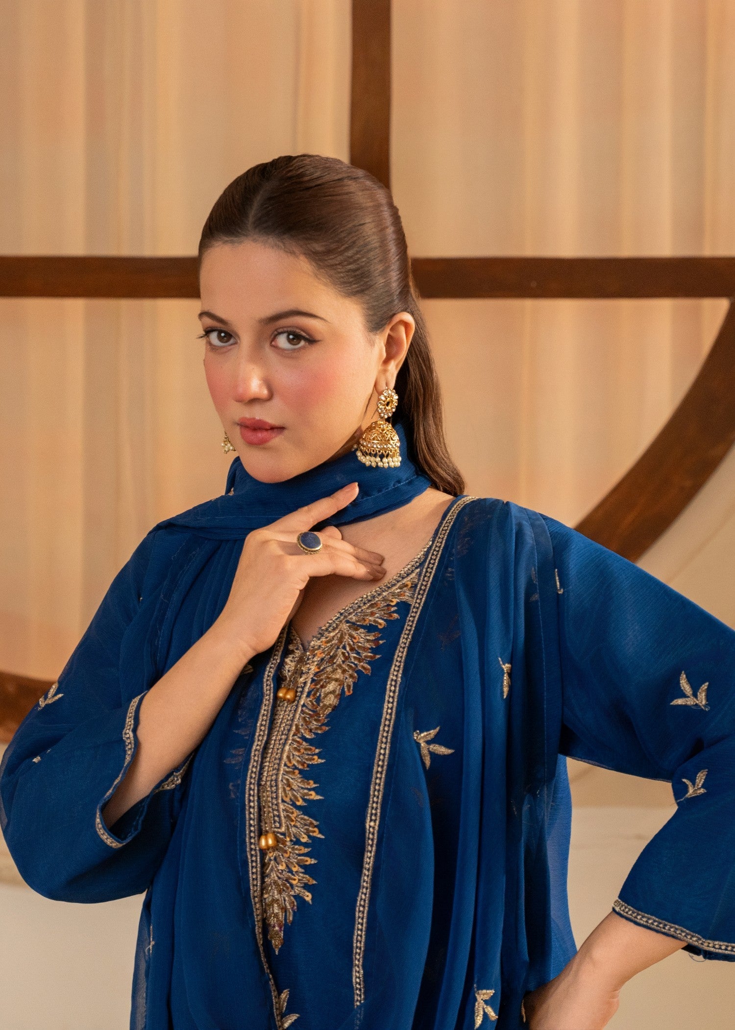 chiffon Kurta Set in Blue