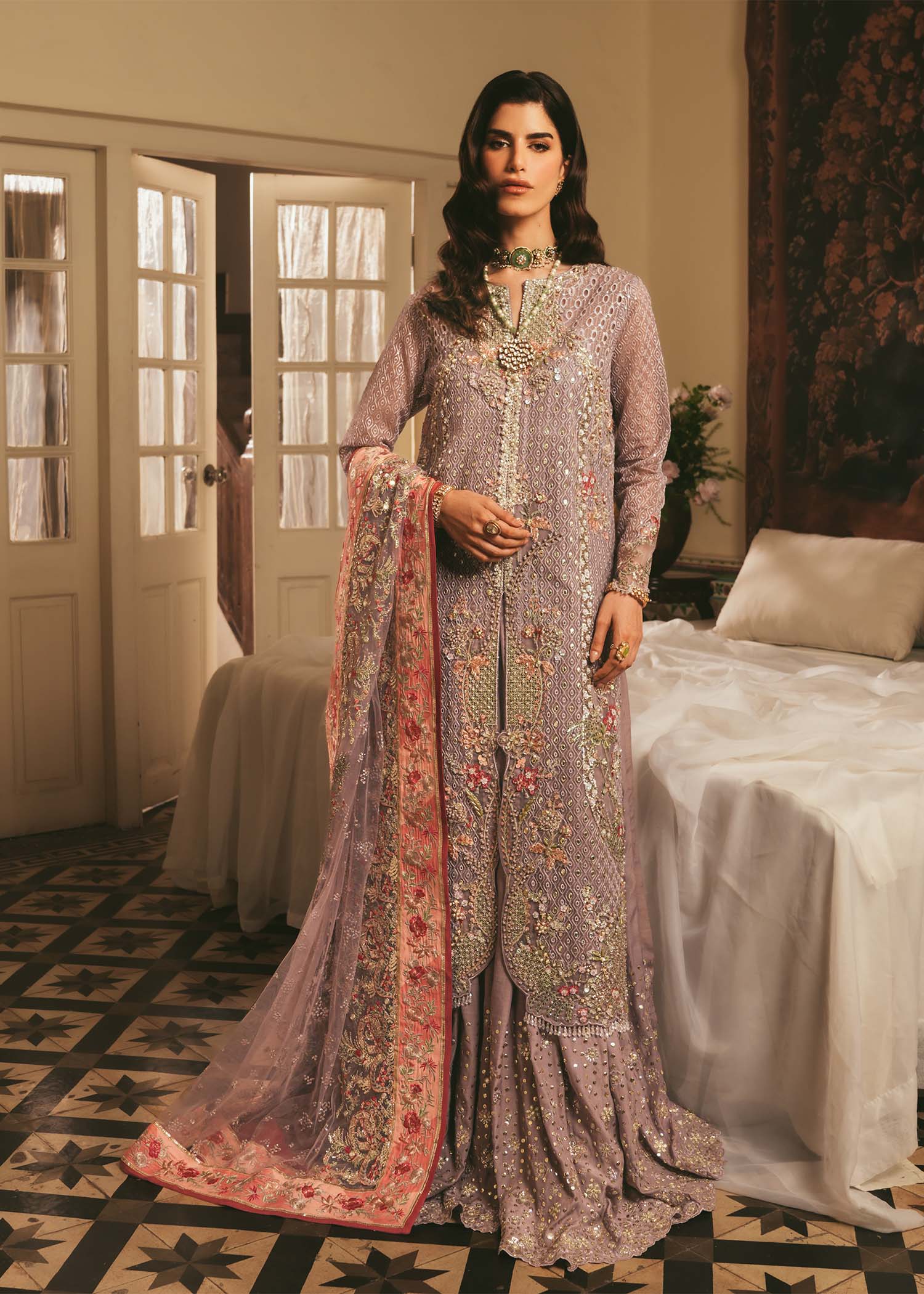 korean raw silk Maxi in Lilac