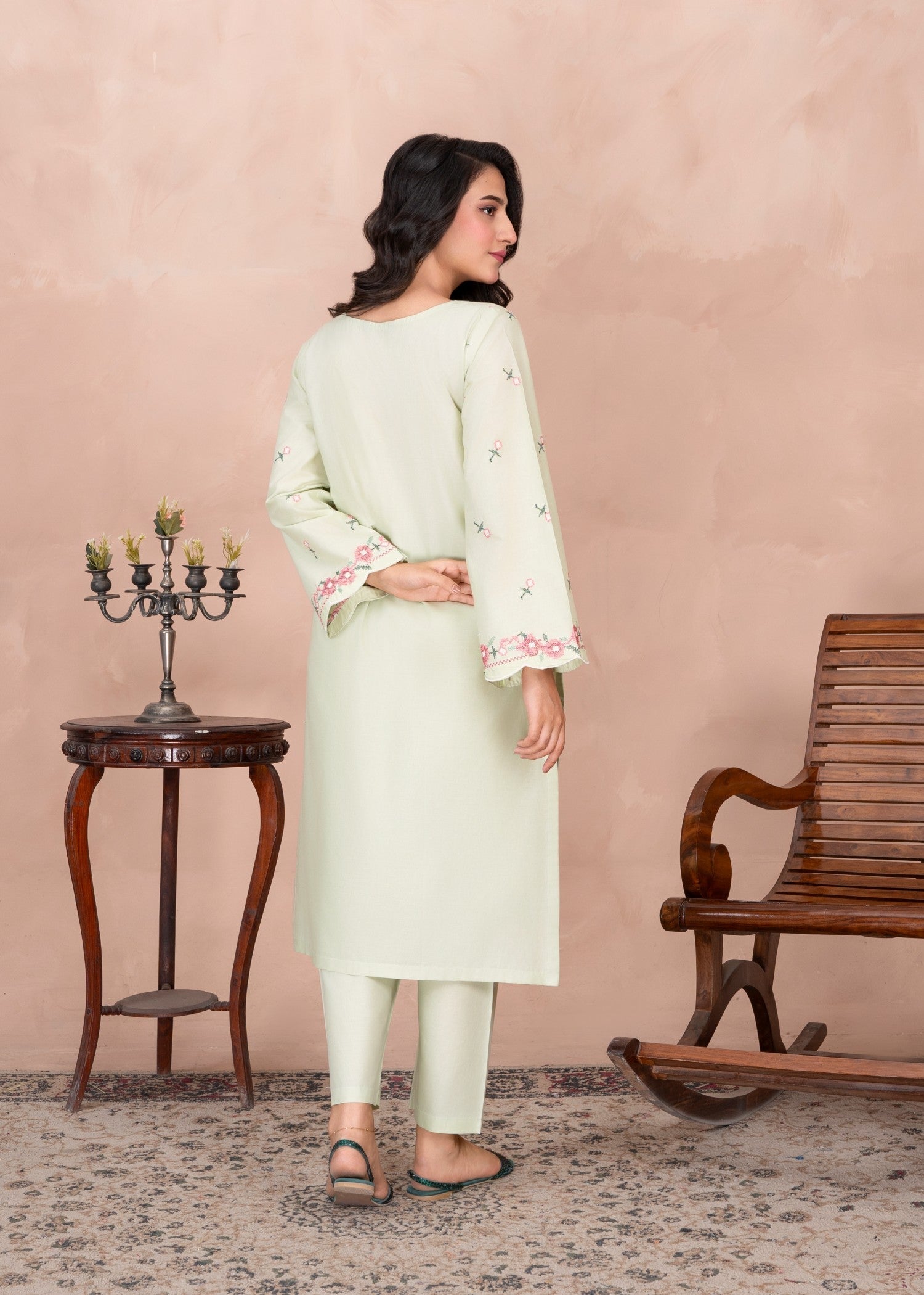 cotton Kurta Set in Mint green