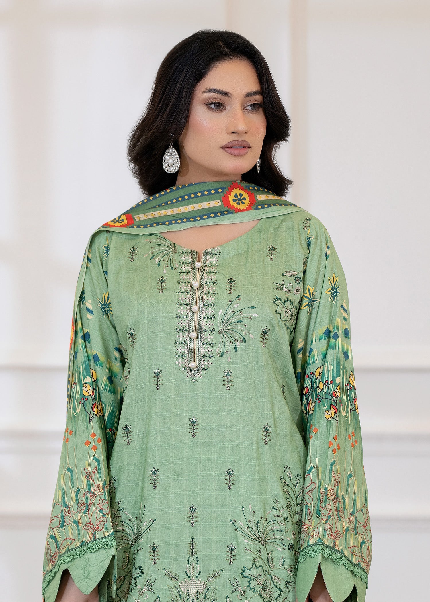 wool Kurta Set in Emerald green