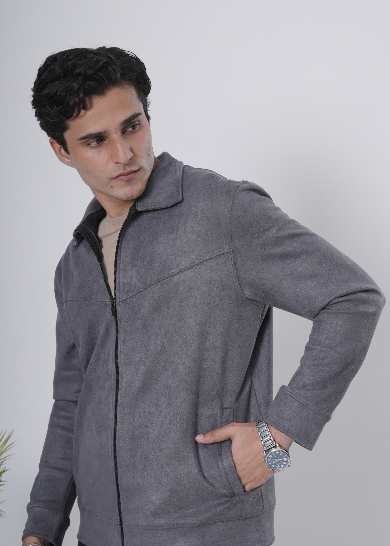 fleece Jacket in Grey