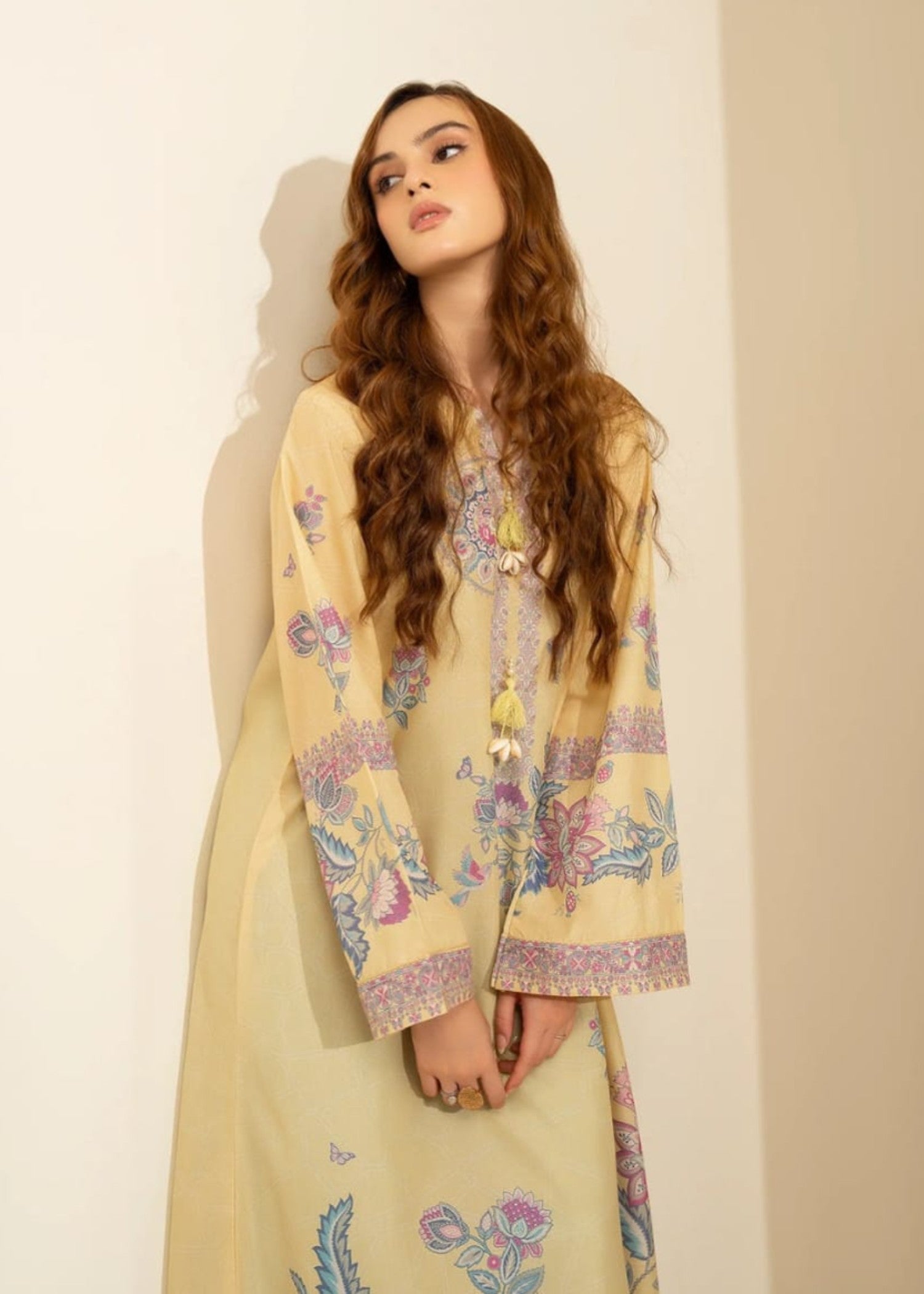 blended cambric Kaftan in Butter