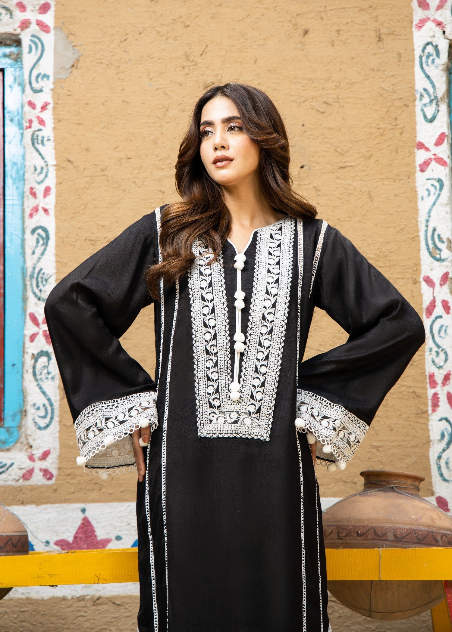 viscose Kurta Set in Black