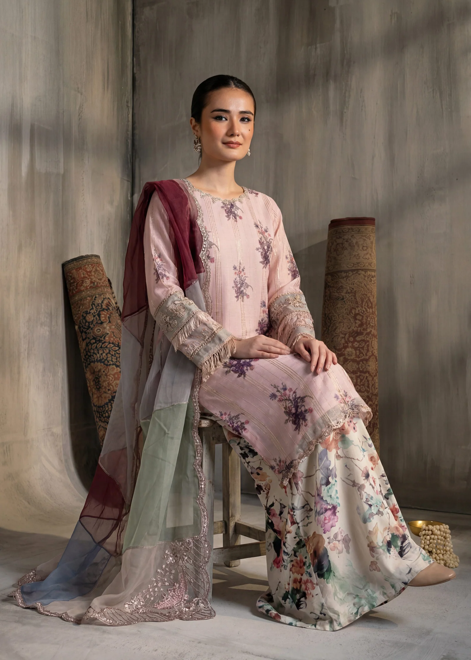 manaar Kurta Set in Pink