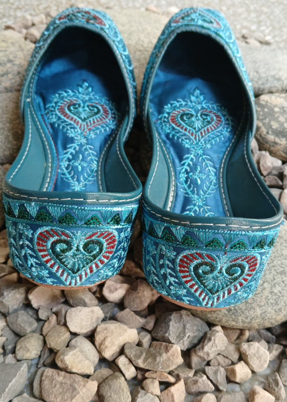 Khussa in Ocean blue by - High Quality Women Khussa UOP4117