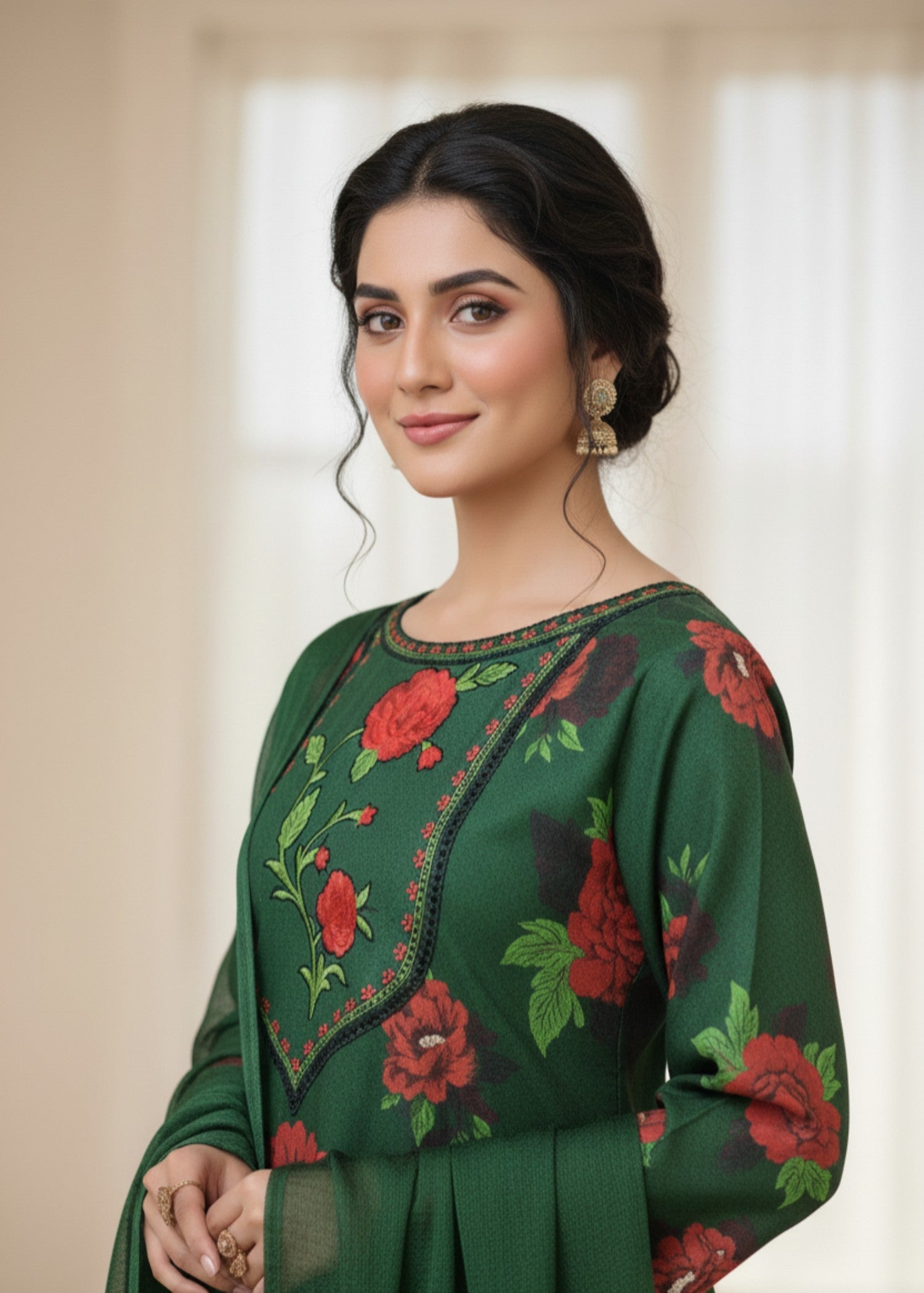 pure silk chiffon Kurta Set in Green