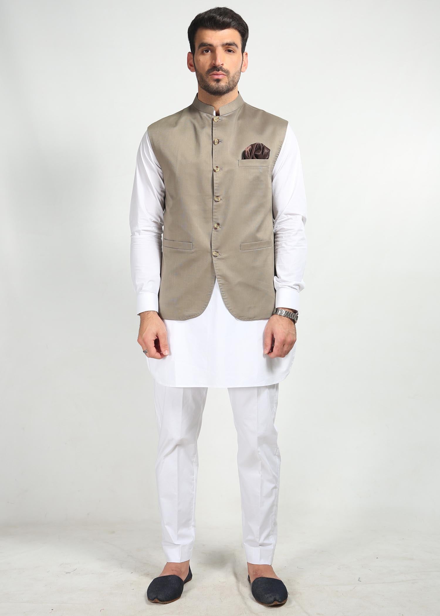 cotton Waistcoat in Grey by Nauroz