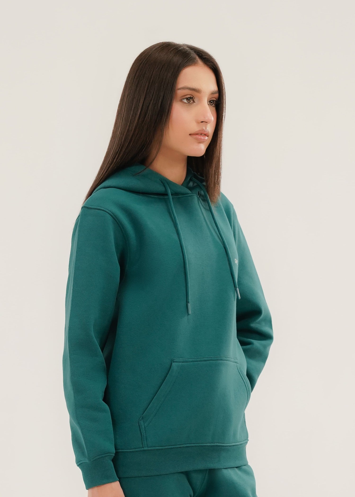 fleece Hoodie in Pine green